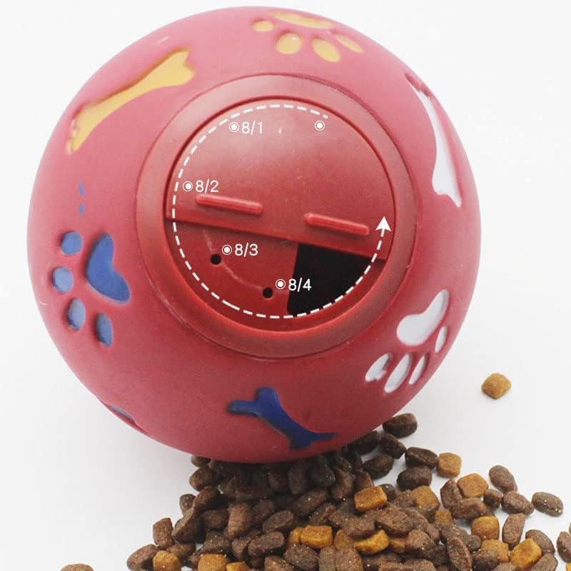 Dog Treat Dispenser Ball, Bite Resistant Cute Design Attractive Puppy Puzzle Chewing Ball Slow Feeding Adjustable for Indoor (M 11Cm/4.3In Diameter)