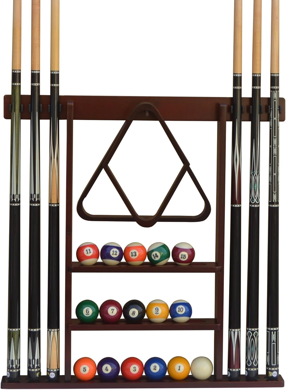 Flintar Wall Cue Rack, Premium Billiard Pool Cue Stick Holder, Made of Solid Hardwood, Improved Direct Wall Mounting, Cue Rack Only (Cues, Balls and Ball Rack Not Included), Oak Finish