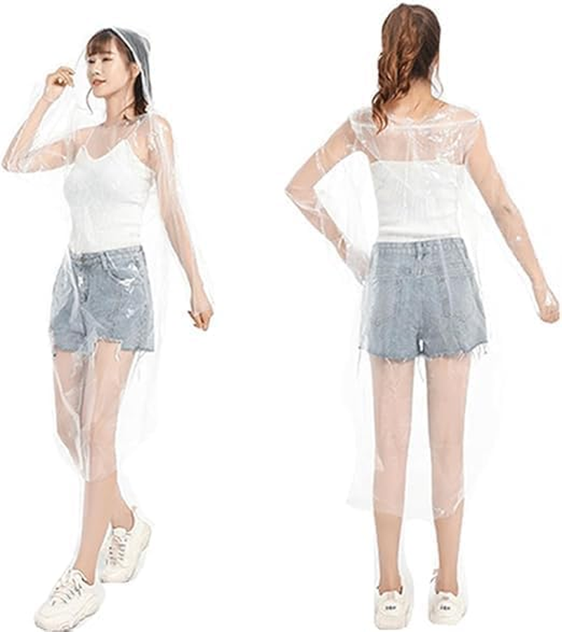 Clear Thick Rain Poncho,Disposable Rain Ponchos for Adults,Easy to Carry Tear-Resistant Colorless Ponchos,10 Pieces Individually Packed Emergency Clear Poncho with Hood Adult for Outdoor image number 2