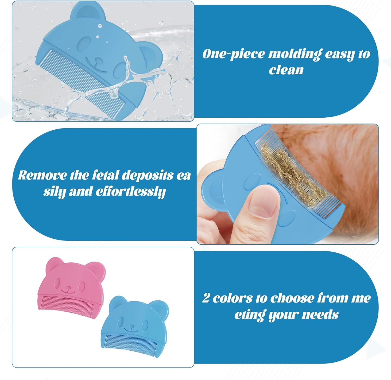 Cradle Cap Brush, 4Pcs Cradle Cap Comb, Baby Comb, Baby Hair Comb, Hair Brush Set, Fetal Dirt Removal, Infant Scalp Massager, Suitable for Toddler, Newborns Bath (Blue + Pink) image number 4