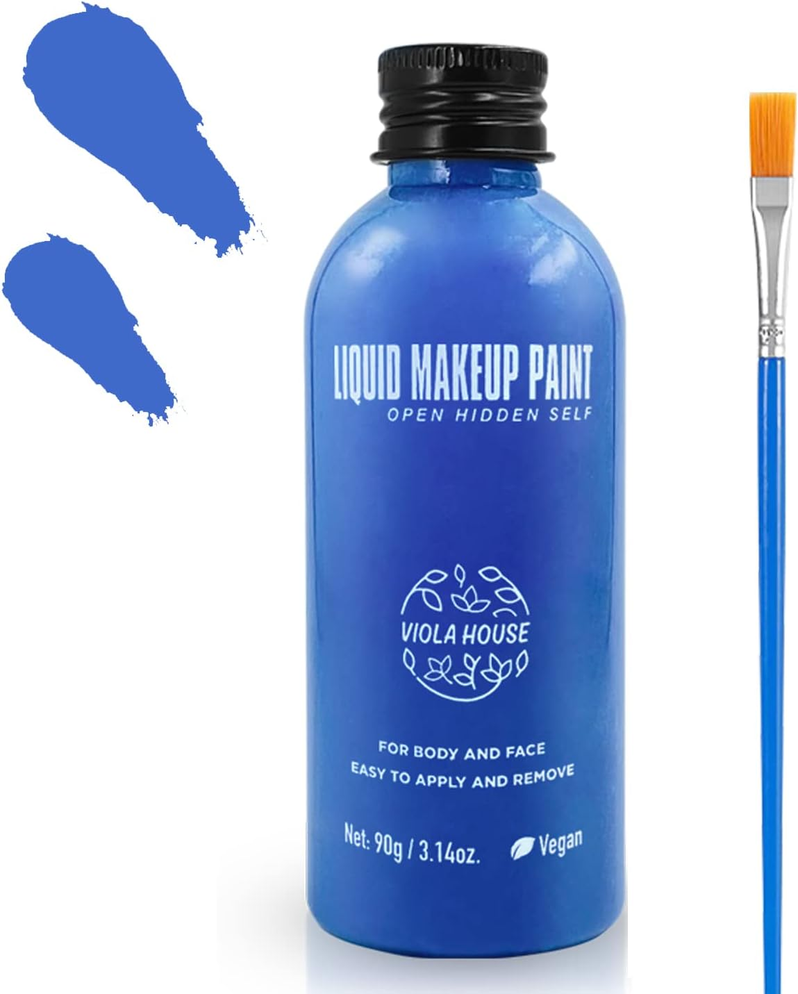 VIOLA HOUSE 6Pcs Face & Body Paints Set with 2Pcs Body Painting Brushes, Liquid Body Paints Kit Party Theater Makeup Professional Body Paint Christmas Thanksgiving Birthday Gift