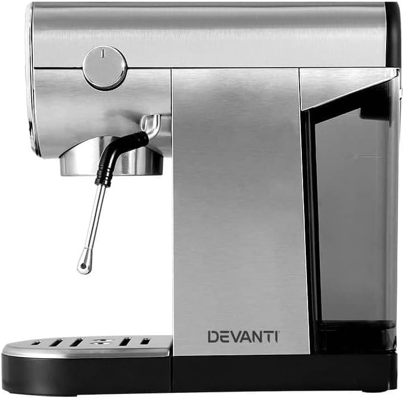 Devanti Coffee Machine, 20 Bar Barista Express Espresso Maker Pod Cafe Cup Latte Cappuccino Milk Frother Machines, with Powerful Pressure Pump Removable Drip Tray and Water Tank Stainless Steel image number 4