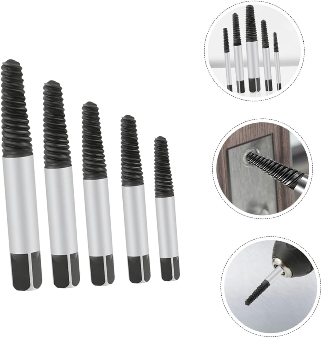 ORFOFE 5Pcs Stripped Bolt Remover and Small Screw Extractor Set, Spiral Flute Reverse Thread Tool for Damaged and Broken Screws Removal, Suitable for Automotive and Home Repair image number 3