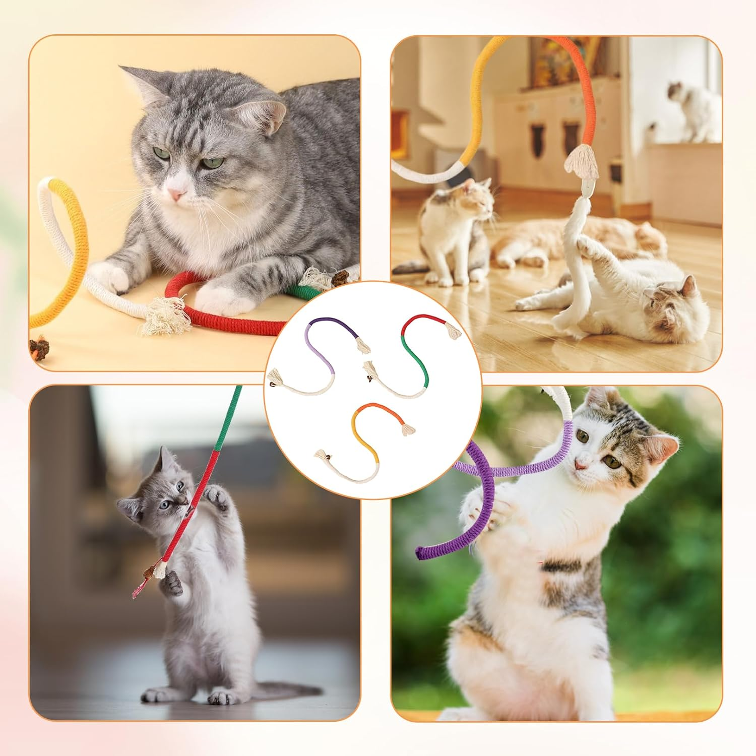 Interactive 70 Cm Catnip Toy, Dental Care and against Bad Breath, Pack of 3 Cat Toys with Katnip for Healthy Teeth, Family-Friendly Paw Hunting Cat Toy with Fur Miracle Mint Bite image number 5