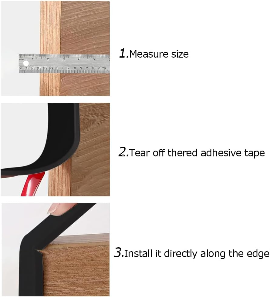 Aroilder U Shape Plywood Edge Banding, Fit 3/4 Inch Edge, Desk Edge Protector, Self-Adhesive Edge Trim for Veneer, Furniture, Countertop, Table, Sheet Metal, Black, 20Ft image number 6