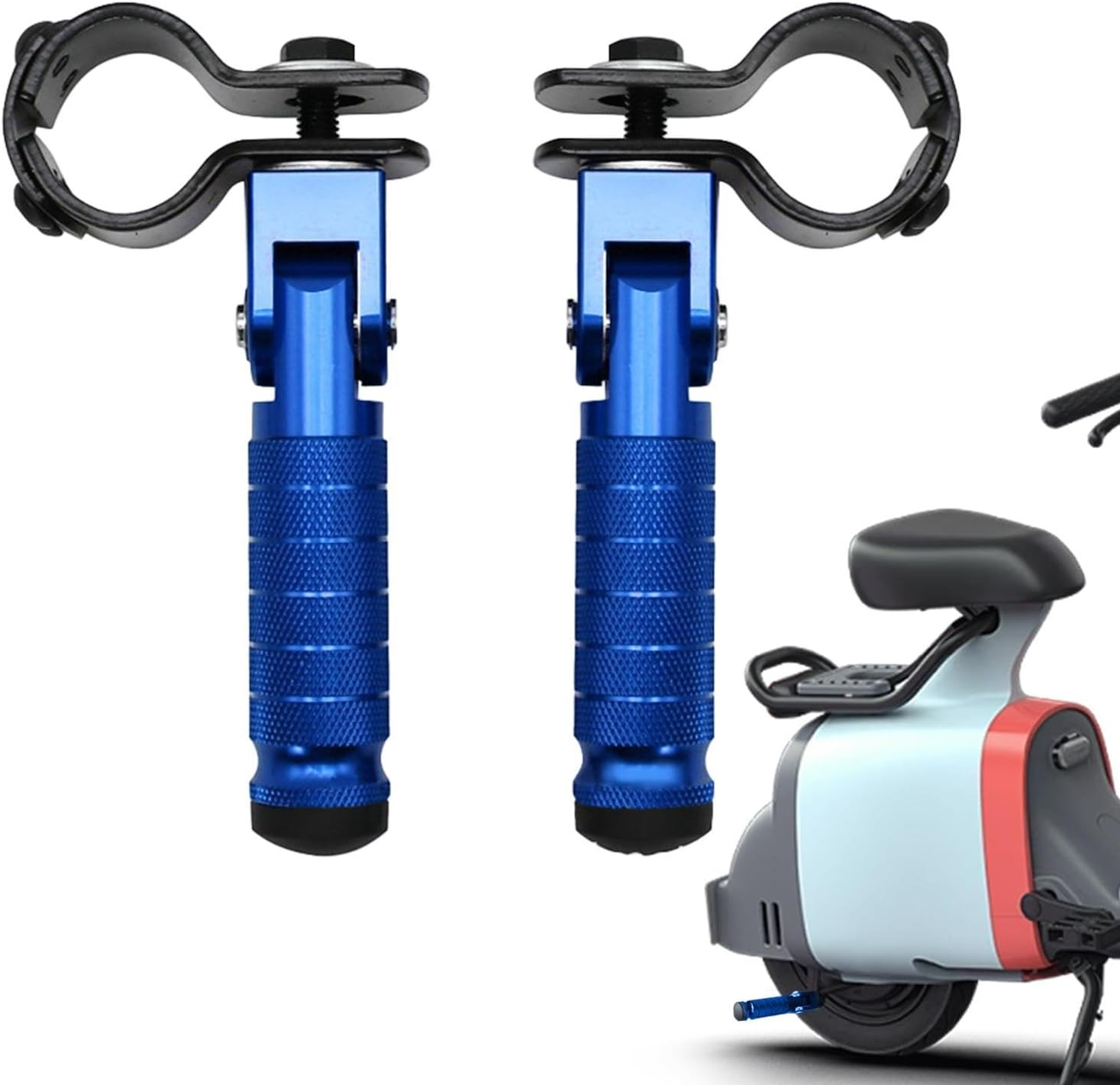1 Pair Foldable Motorcycle Footrest, Clamp on Folding Motorcycle Footpegs, Bicycle 90 Degree Fixed Folding Passenger Pedal Supports, Foot Pegs for Motorcycles for Comfortable Riding