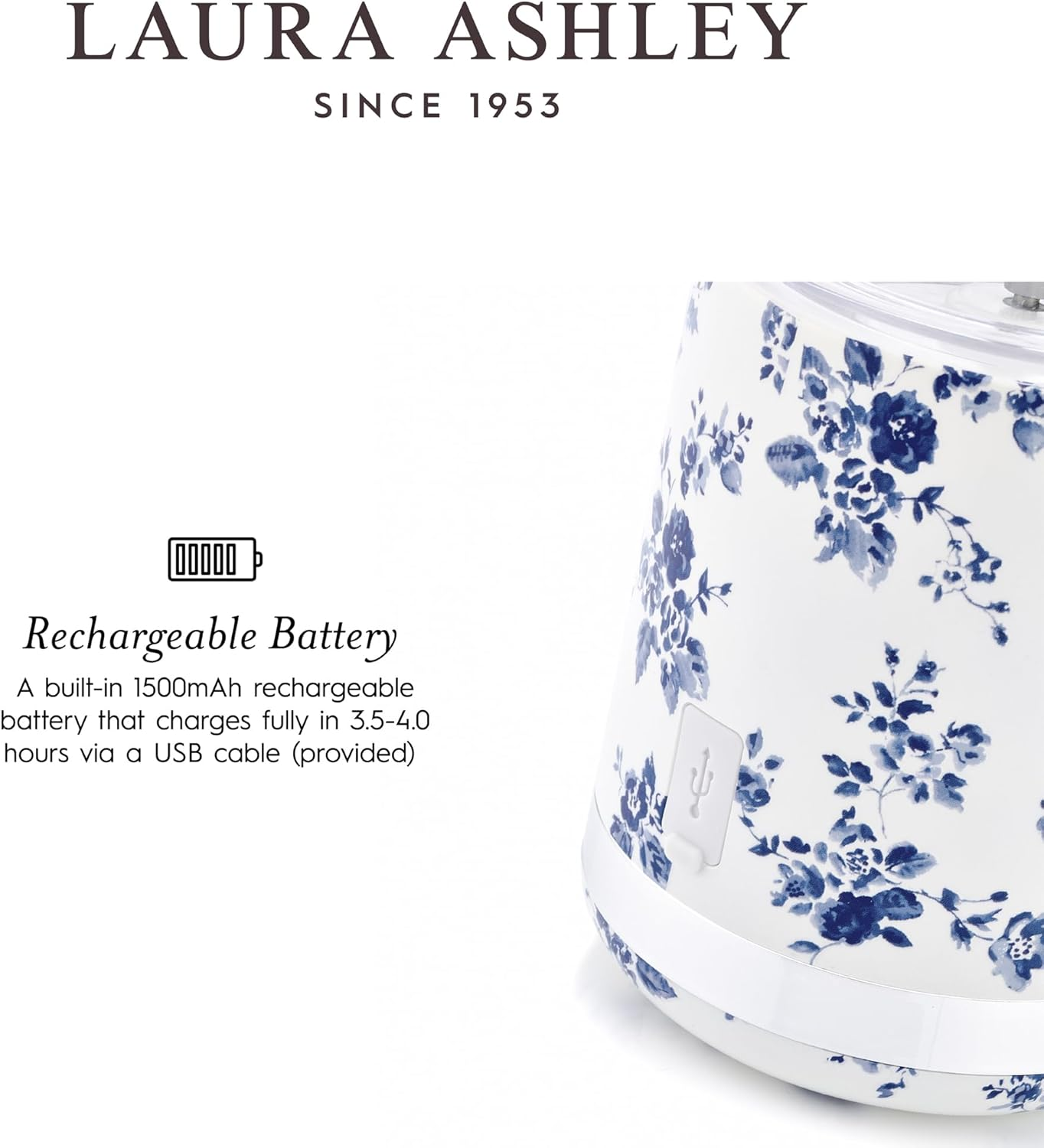 Laura Ashley China Rose Portable Smoothie Blender by VQ. Compact, Powerful & Easy to Use USB Rechargeable Mini Blender with 450 Ml Bottle. Portable Blender Smoothie Maker for Kitchen/Gym/Travel/Office image number 6