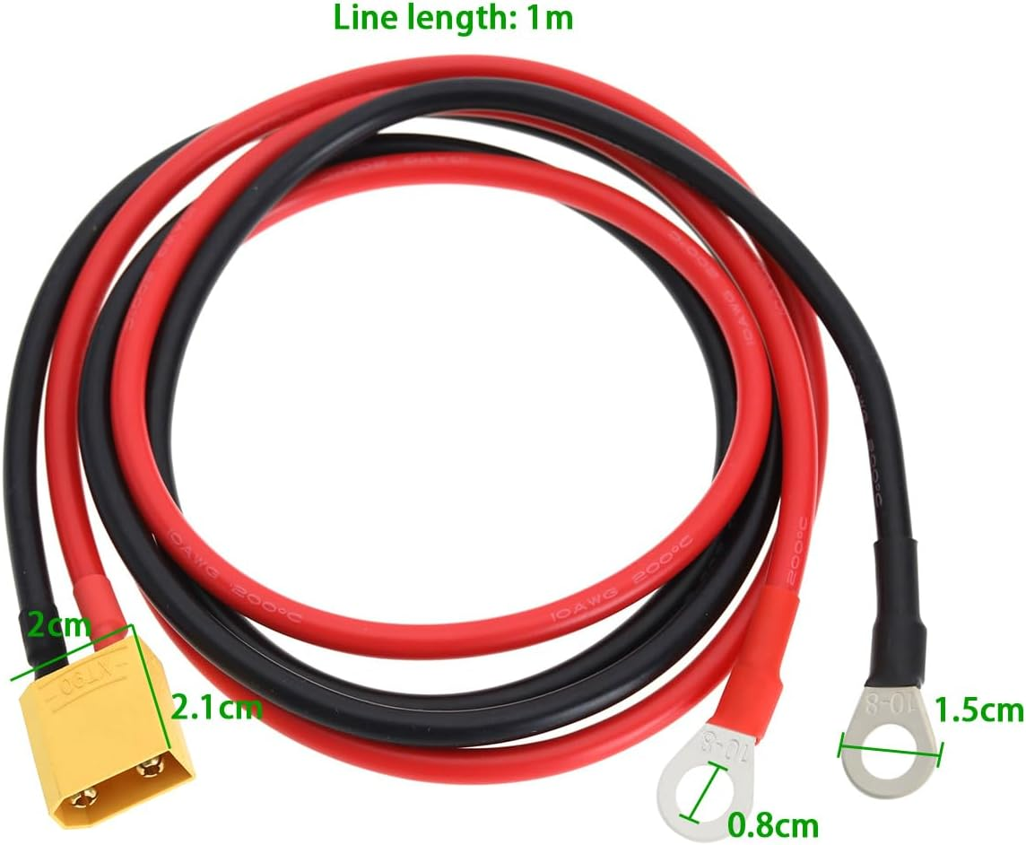 Emsea XT90 to O-Ring Connector Cable 10AWG Silicone Terminals Extension Power Cable for RC FPV Racing Drones (XT90 Male to O-Ring Terminals) image number 4