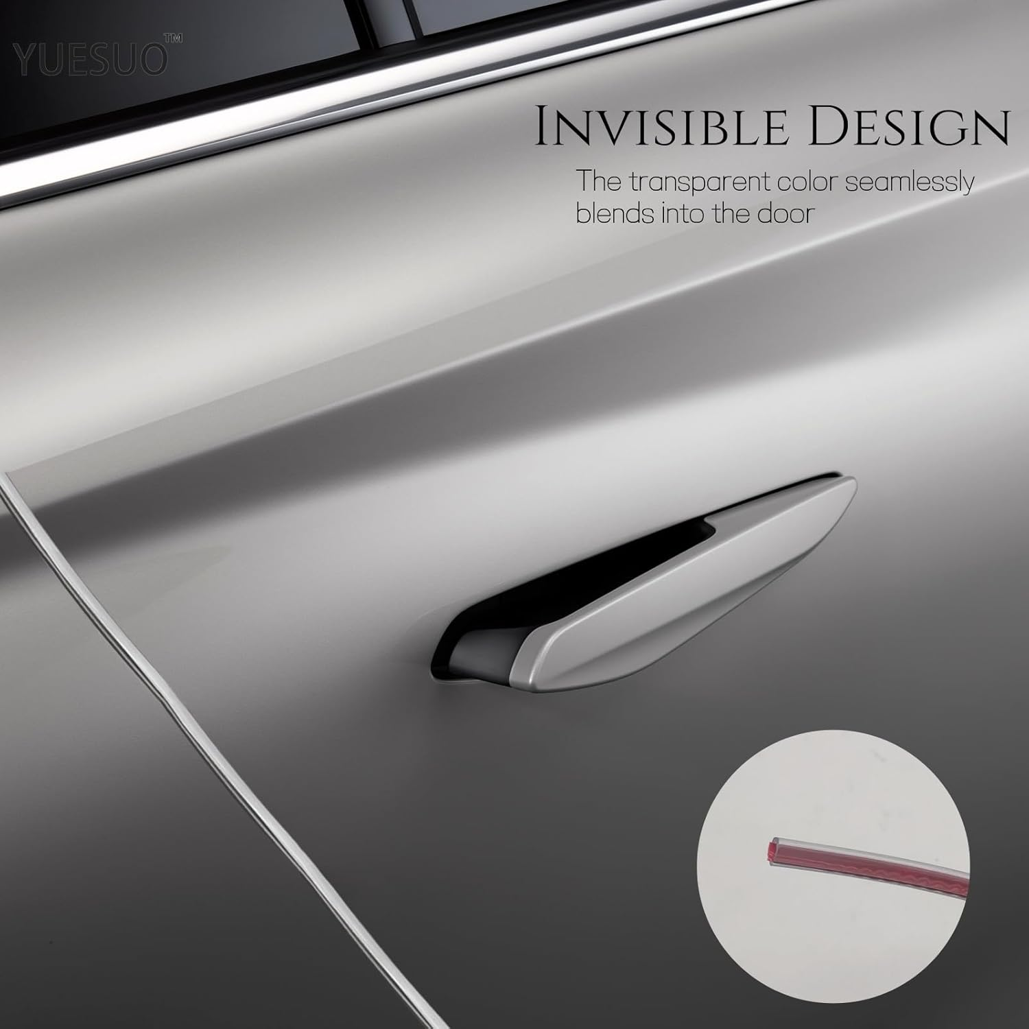 YUESUO Clear Car Door Edge Guards Rubber U Channel Edge Trim 16.4Ft for Most Car No Tools Required (Clear, 16Ft) image number 5