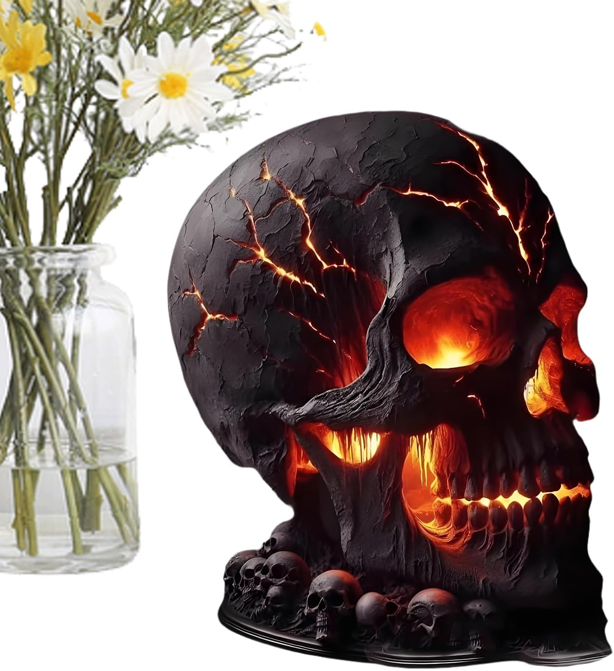 FVPKYUR Skull Light, Skull Flame Light Desk Lamp Halloween Decoration, Gothic Party Decoration for Holidays Indoor Outdoor Living Room Kitchen Garden