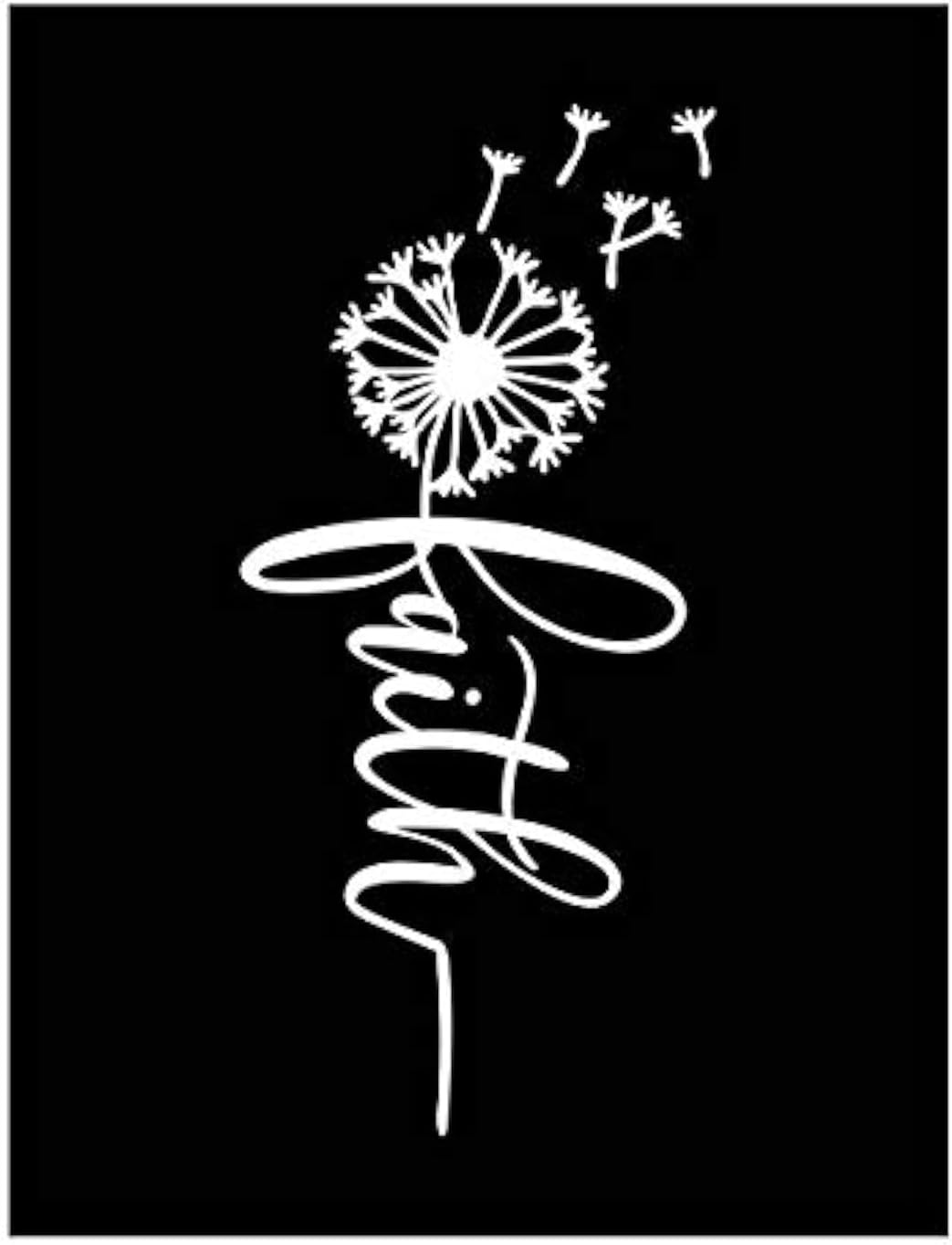 Faith Dandelion Coffee Vinyl Decal | White | Made in USA by Foxtail Decals | for Car Windows, Tablets, Laptops, Water Bottles, Etc. | 2.1 X 4.5 Inch image number 5