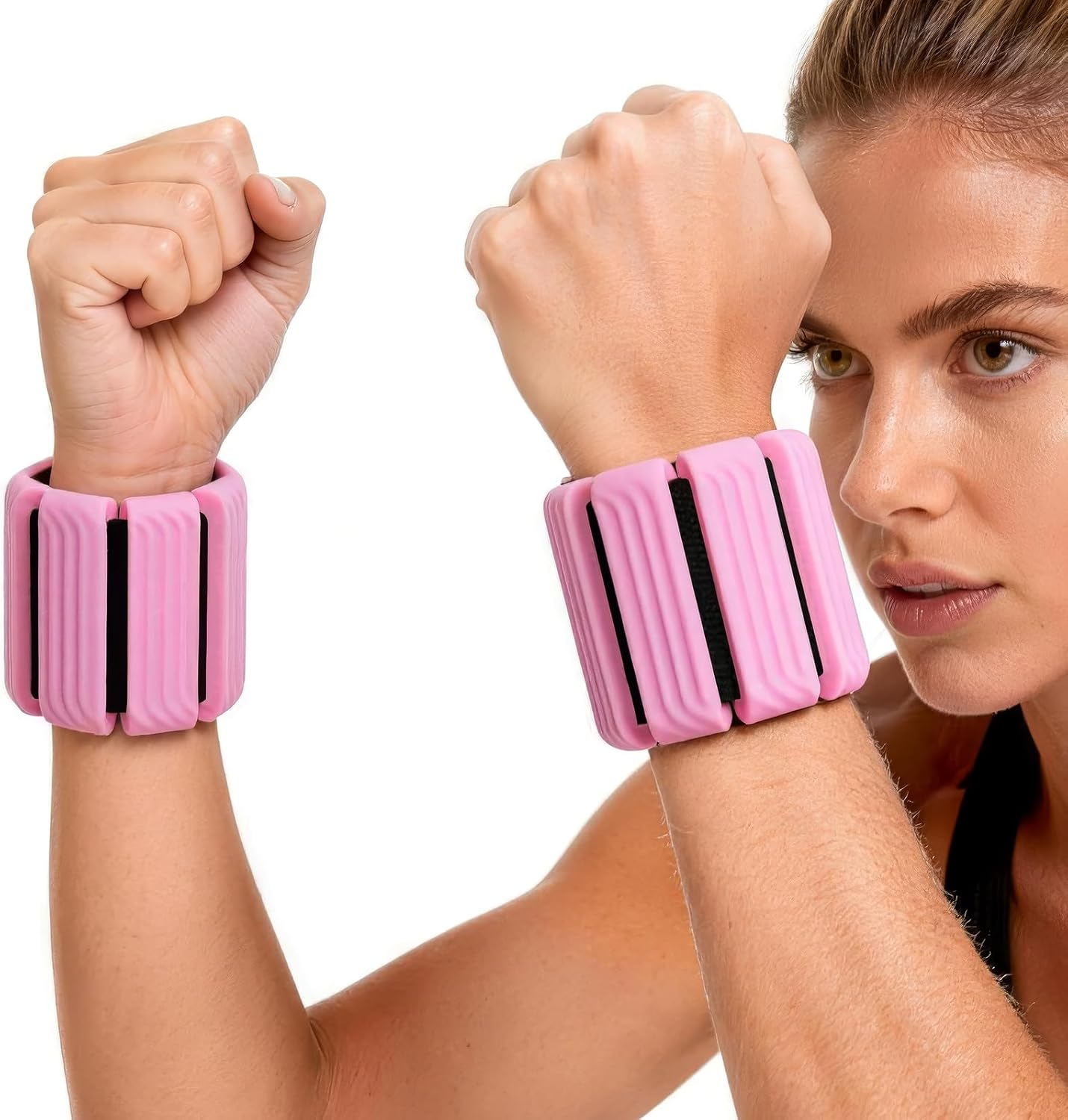 Pilates Wrist and Ankle Weights for Women and Men, 2 Lbs Set 1LB Each Adjustable Weighted Bangles, Arm and Leg Weights for Walking, Yoga, Training, Exercise, Running, Fitness image number 4