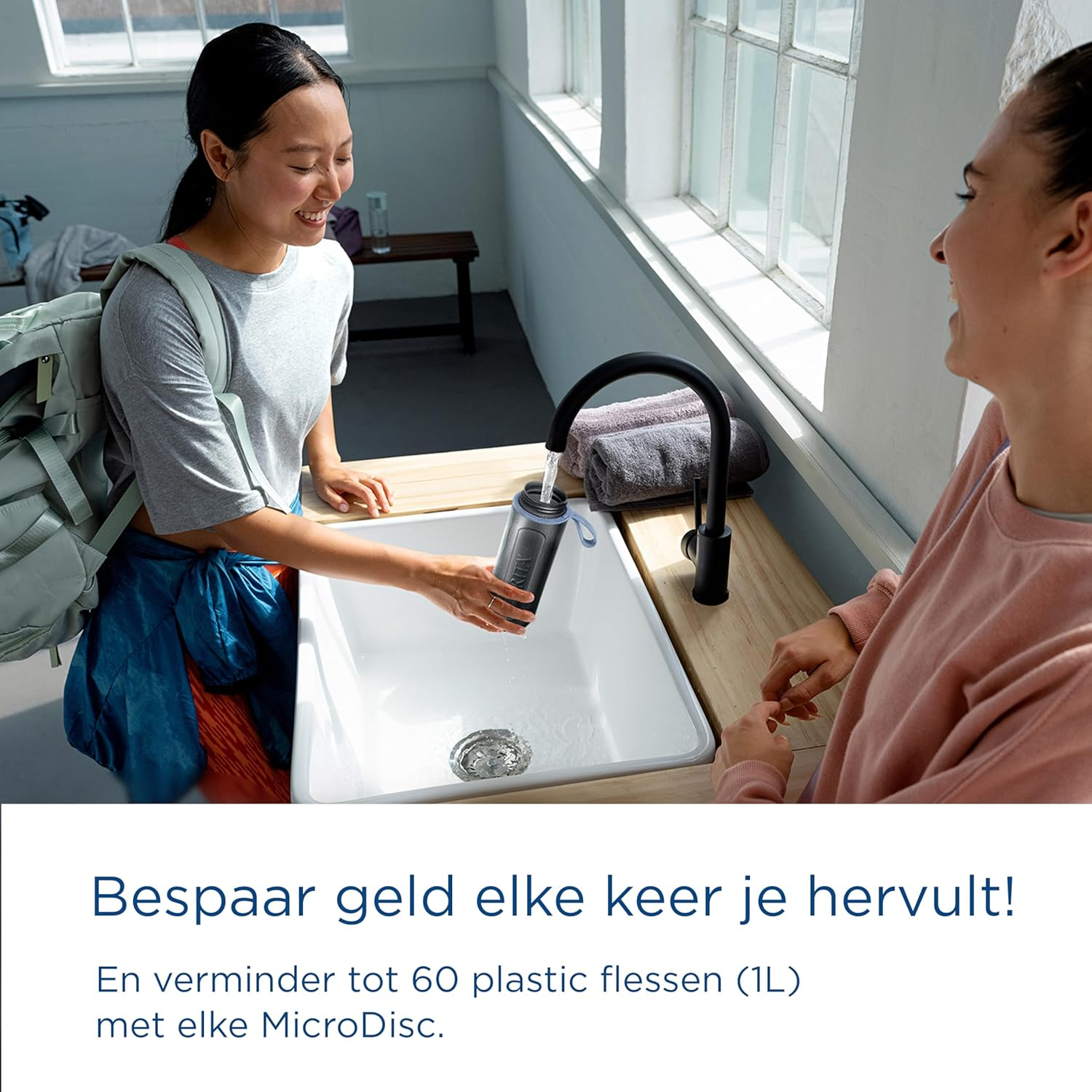 BRITA Sport Water Filter Bottle Model Active Dark Green (600 Ml) Includes 2 Microdisc Filters - Squeezable Bpa-Free Bottle for Travel, Drinking Bottle Filters When Drinking/Dishwasher Safe image number 6