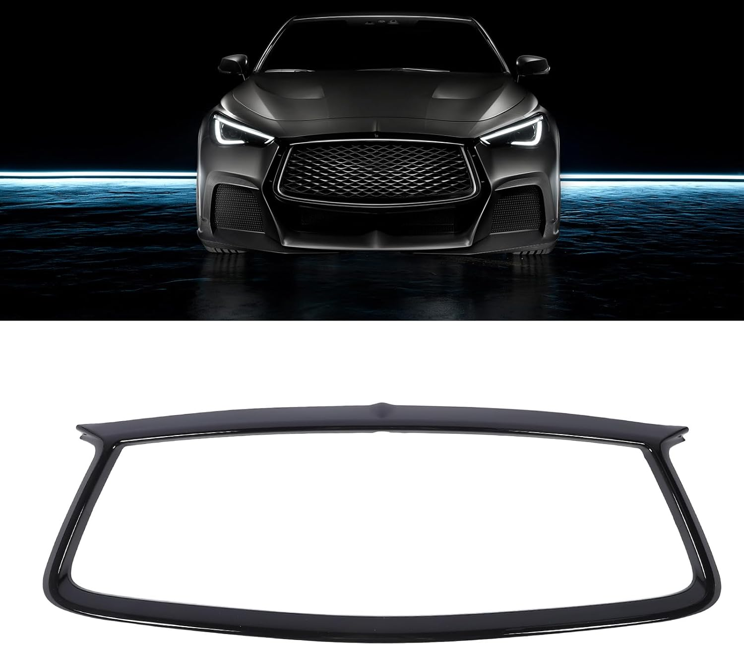 Front Bumper Grille, Surround Cover Trim Surround Molding Trim Front Grille Surround Molding Cover Surround Moulding Trim Cover for Q60 2017-2022 image number 4