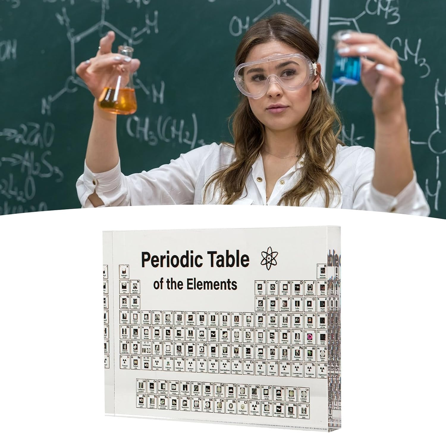 Jectse Large Periodic Table with Real Elements inside Clear Acrylic, Lightweight, Portable Chemistry Chart for Classroom, Science Lovers, Students, Gift Idea image number 3