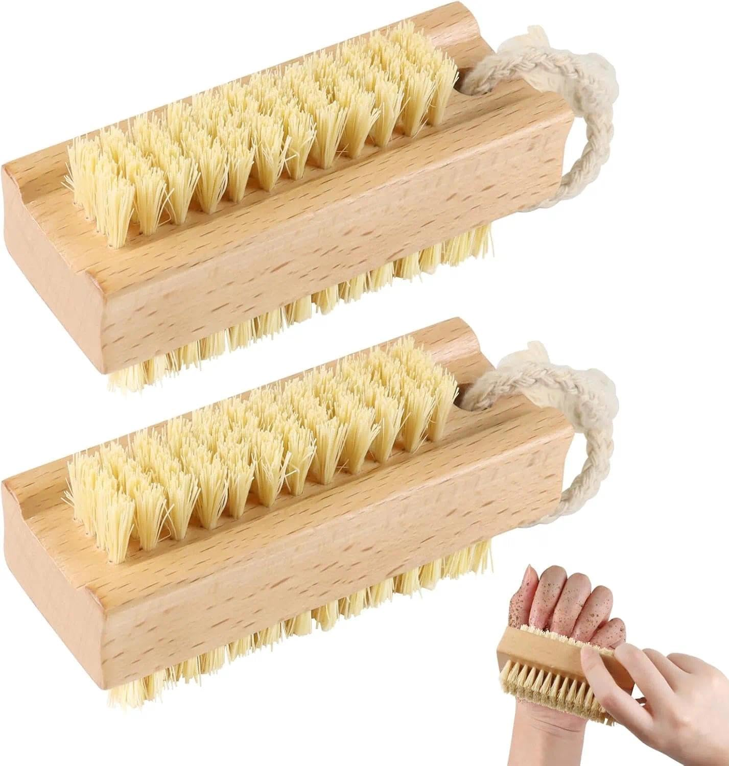 2 Pcs Durable Double-Sided Nail Brush with Ergonomic Handle for Fingernail and Toenail Cleaning, Ideal for Footwear and DIY Projects &ndash; Ermaoo image number 6