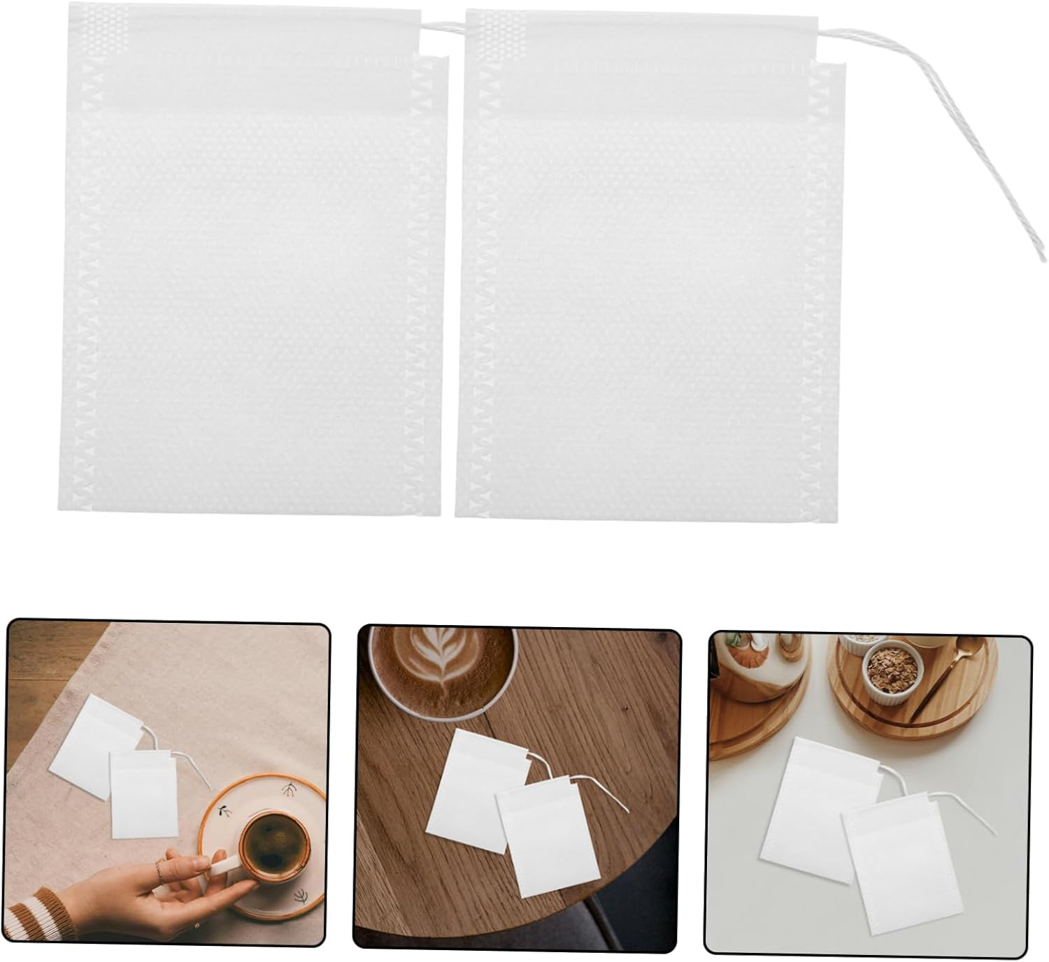 VICASKY 100Pcs Reusable Tea Sachets Loose Tea Strainer Detox Bags for Spa Home Easy Drawstring Sealing Design Multi-Function Filler Bags image number 1