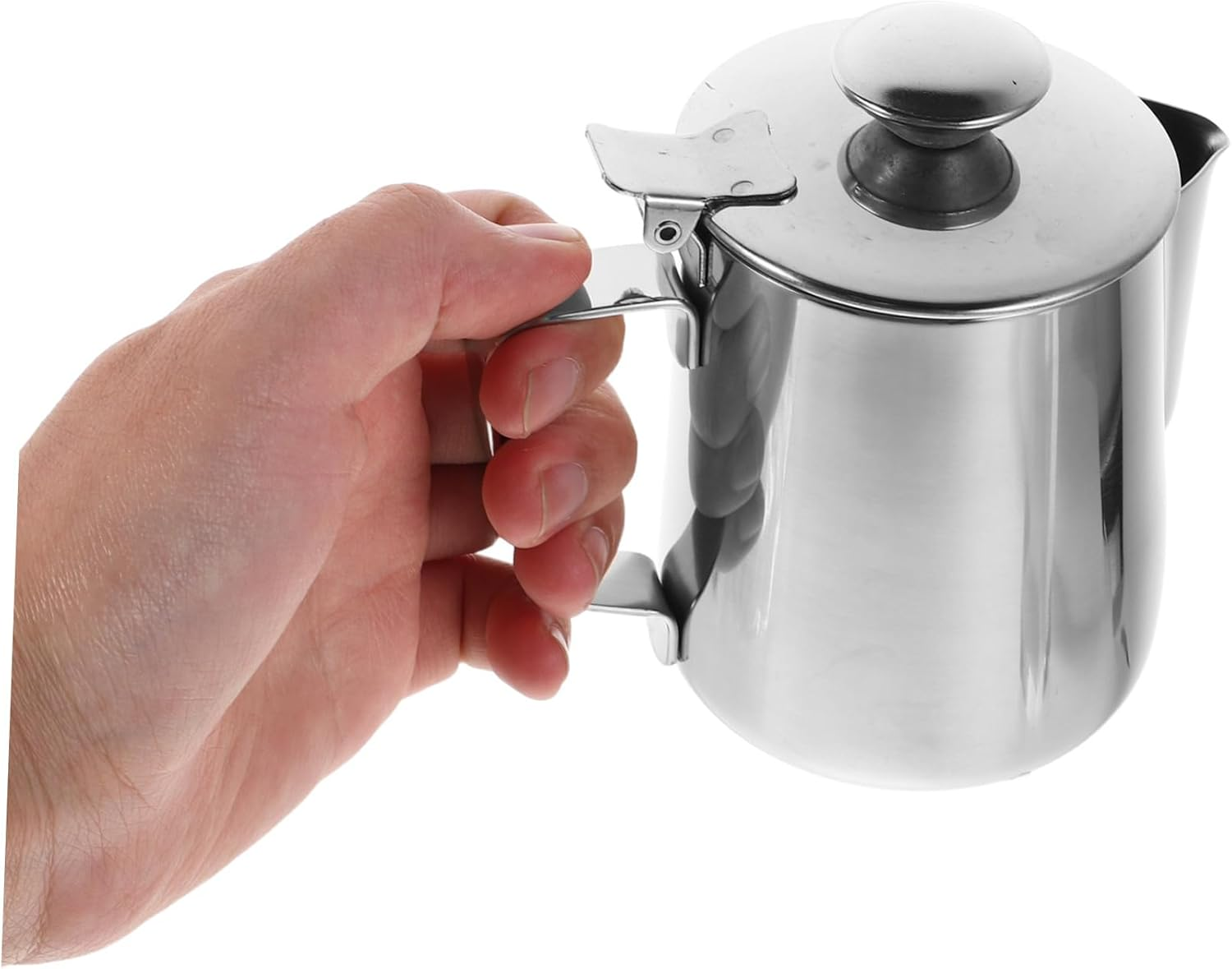 ZUNOXAZ Milk Frothing Pitcher Milk Frother Cup Stainless Steel Steamer Cup with Lid Coffee Jug Espresso Machine Accessories for Cappuccino Coffee Latte Art 350Ml image number 6