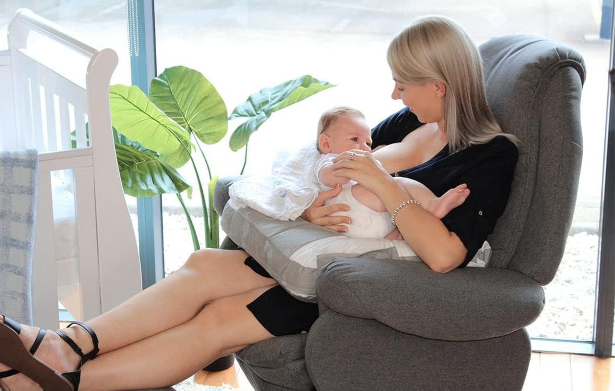 Babyhood Leaf Organic Nursing Pillow with Toy Bar, Grey/White image number 1