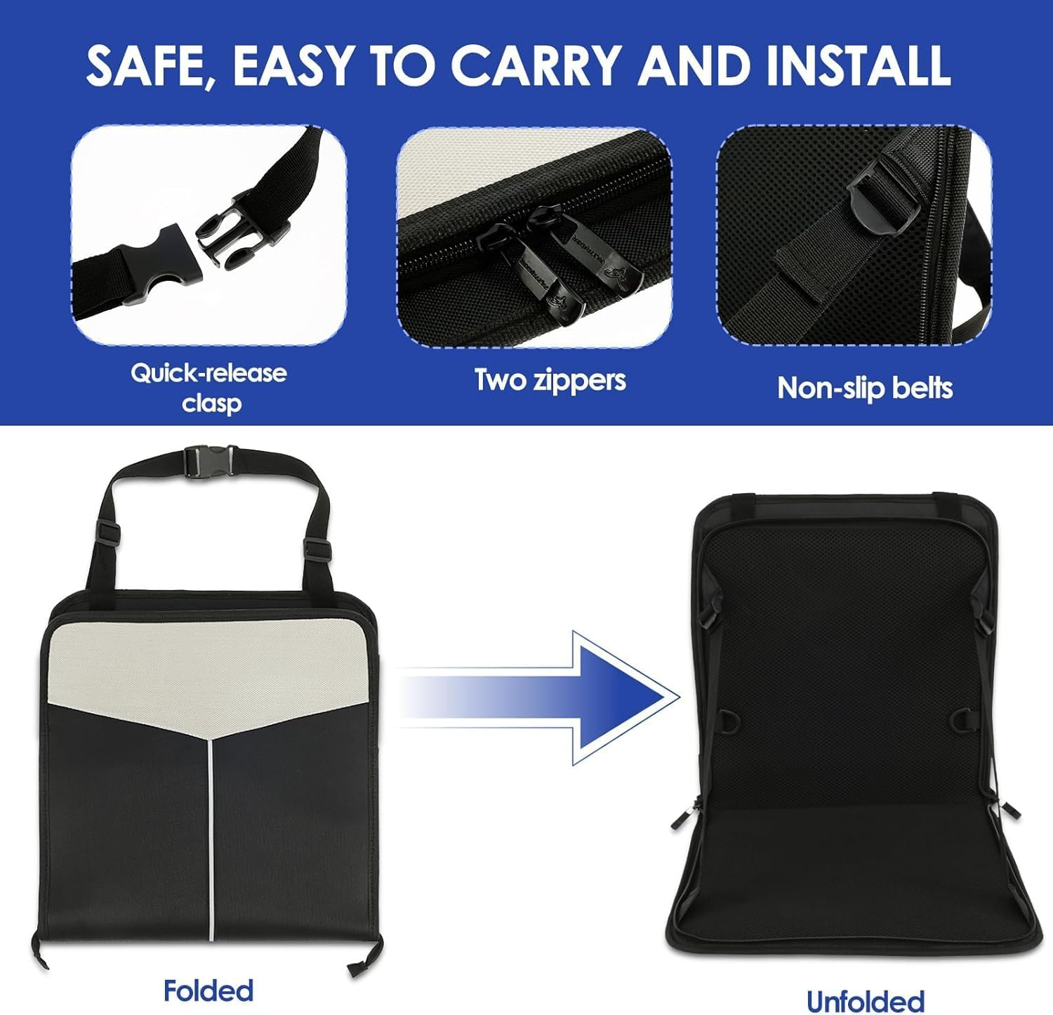 Upgraded Kids Travel Seat - Portable Folding Luggage with Safety Seat Belt | Ergonomic Child Suitcase for Airplane & Car | Lightweight Travel Accessories for Family Airport Trips (Black) image number 5