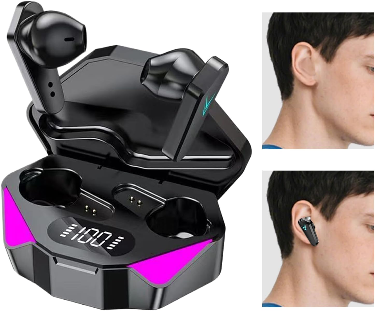 Wireless Ear Buds - Wireless Game Earbuds,Low Latency Earpiece with Light Mode Battery Display for Running Charging Women Work Sports Game Gym Phone image number 3