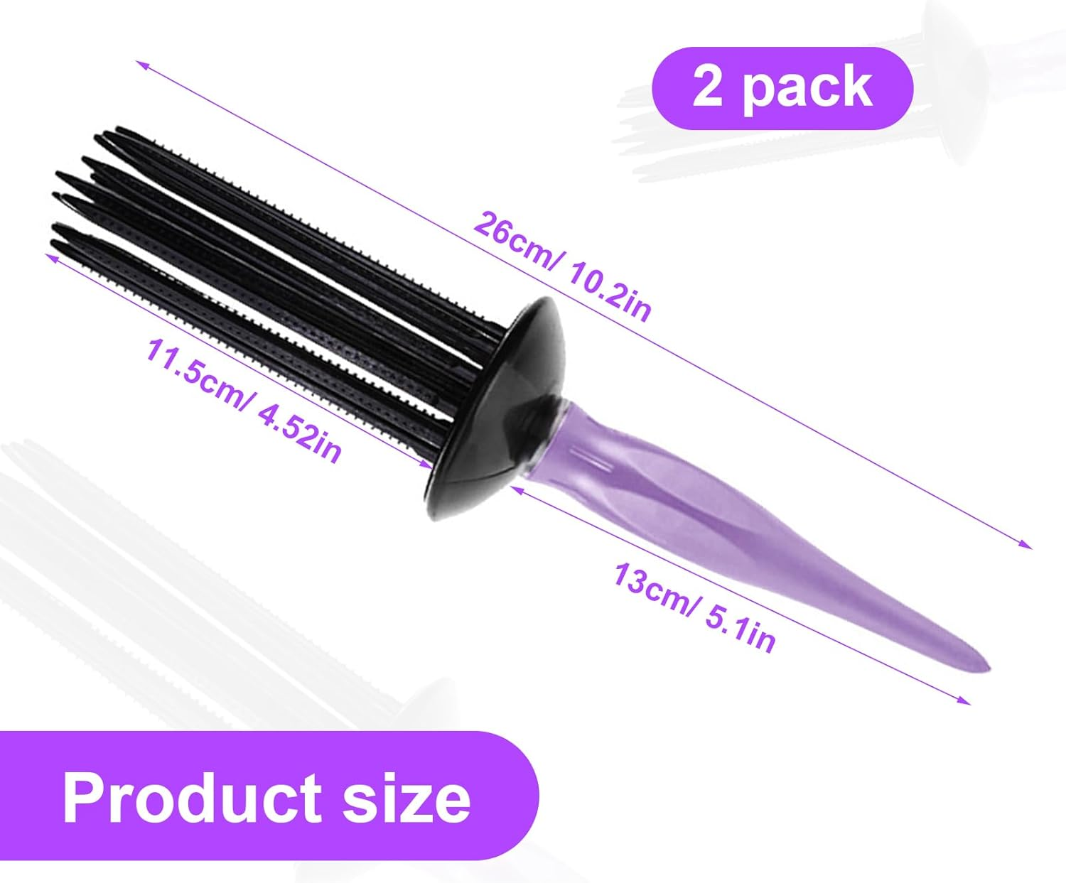 WJUAN Curl Comb Pack of 2, Environmentally Friendly Curly Hair Brush Made of Resin, Antistatic, Long Tooth Design, Fluffy Defined Curly Hair, Suitable for Home, Hairdressing Shop (26 X 6.5 Cm) image number 1