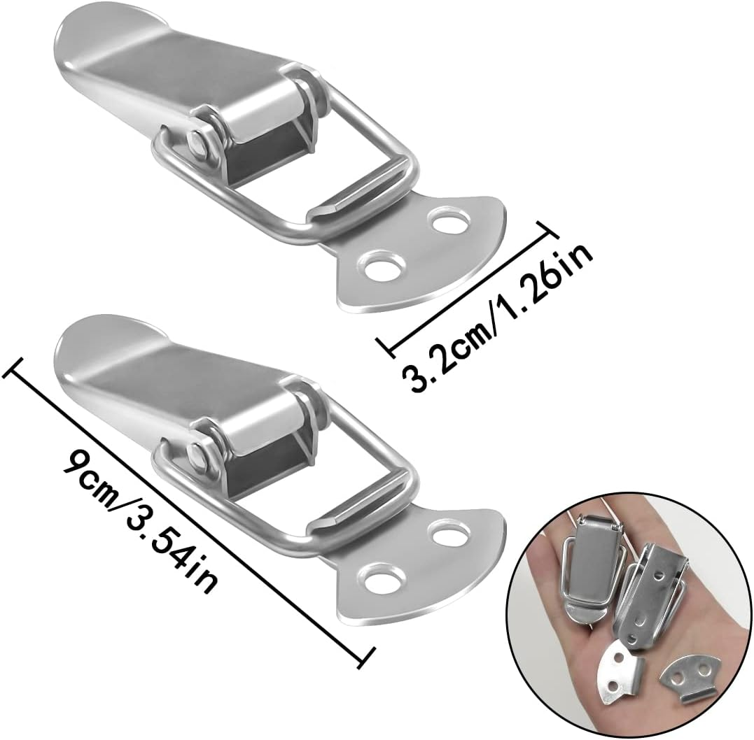 Tool Box Buckle, 8 PCS Stainless Steel Spring Toggle Locks for Cabinet, Boxes, Suitcase (90Mm Overall Length) image number 5