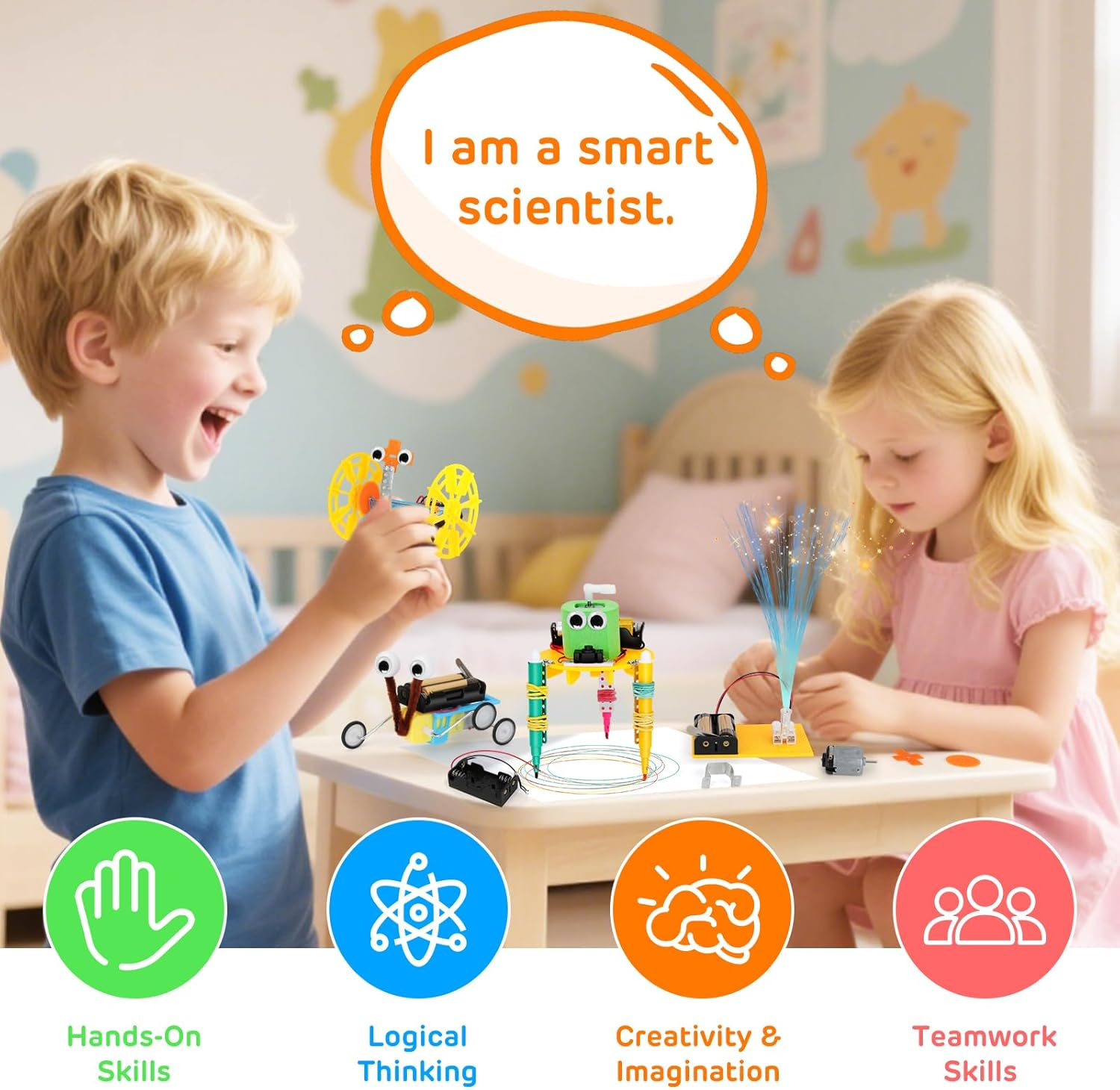 STEM Robotics Science Kits for Kids 6-12,6 Set STEM Toys for Boys Girls 8-12, Engineering Building Toy Electronic Motor Robot Craft, Christmas Birthday Gifts Toys for Boys Girls 6 7 8 9 10 11 12 image number 2