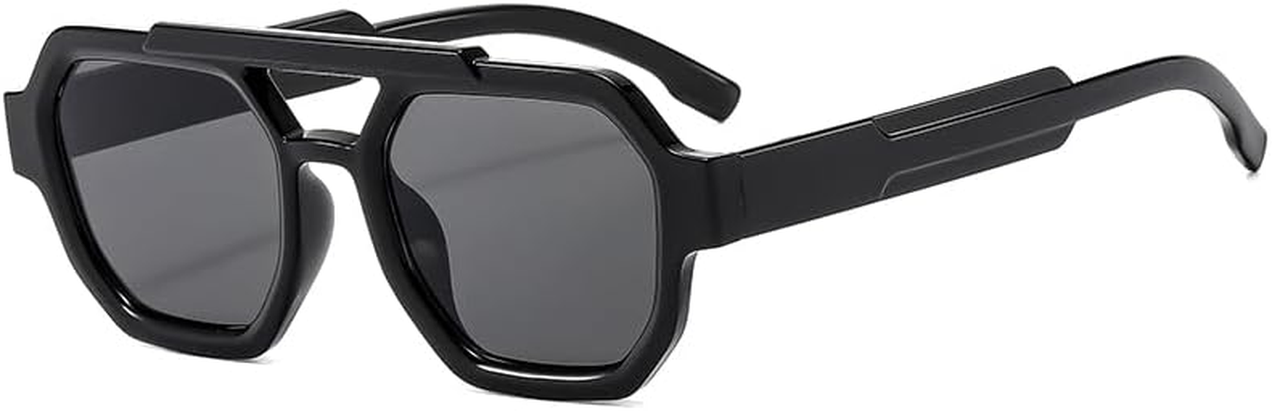 GNOLONG Vintage Double Bridge Pilot Sunglasses - Women Men Retro Hexagonal 70S Eyeglasses Outdoor