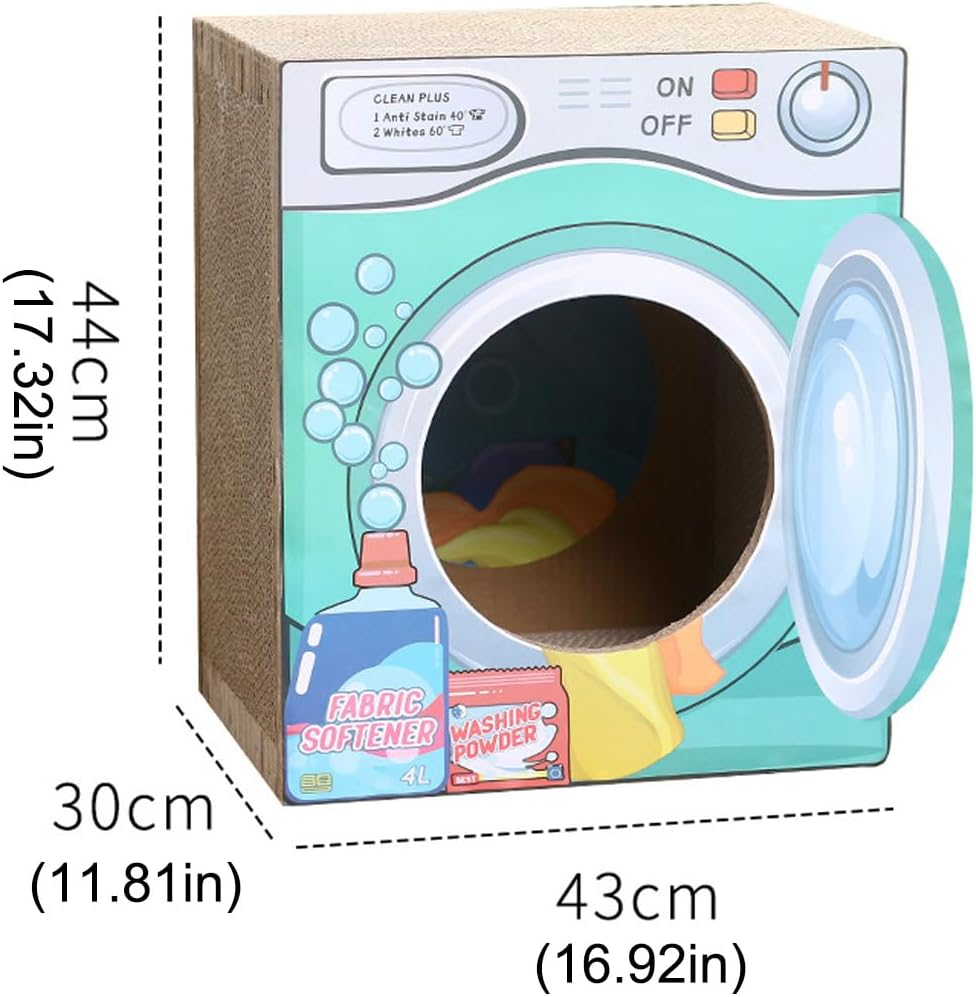 AIMALL 17.32 Inch Two-Layer Cat House with Scratch Board, Durable Corrugated Paper, Vertical Cat Litter Box, Anti-Scratch Sofa Protector, Spacious Design