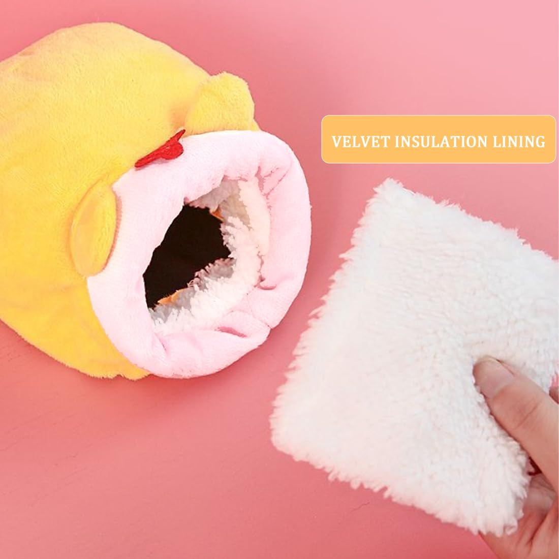 Hamster Bed, Non-Slip Hamster Sleeping Nest, Hamster House Small Animal Nest Cotton House, Small Animal Warm Bed House Cage Nest, for Dwarf Hamsters and Small Pets, Yellow, Small image number 2