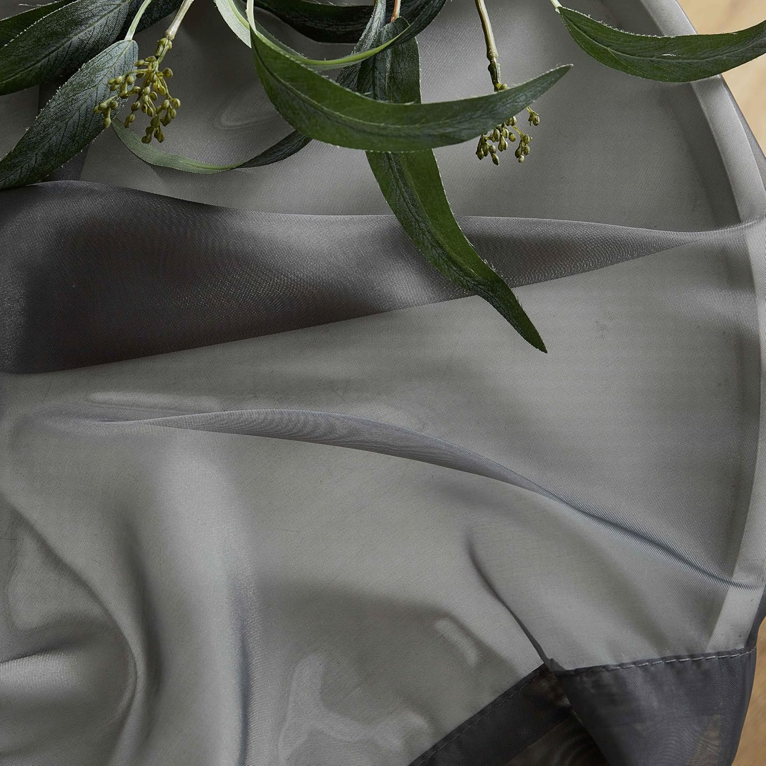 HLC.ME Charcoal Grey 2-Pack 270Cm Inch X 160Cm Inch Window Curtain Sheer Panels image number 5