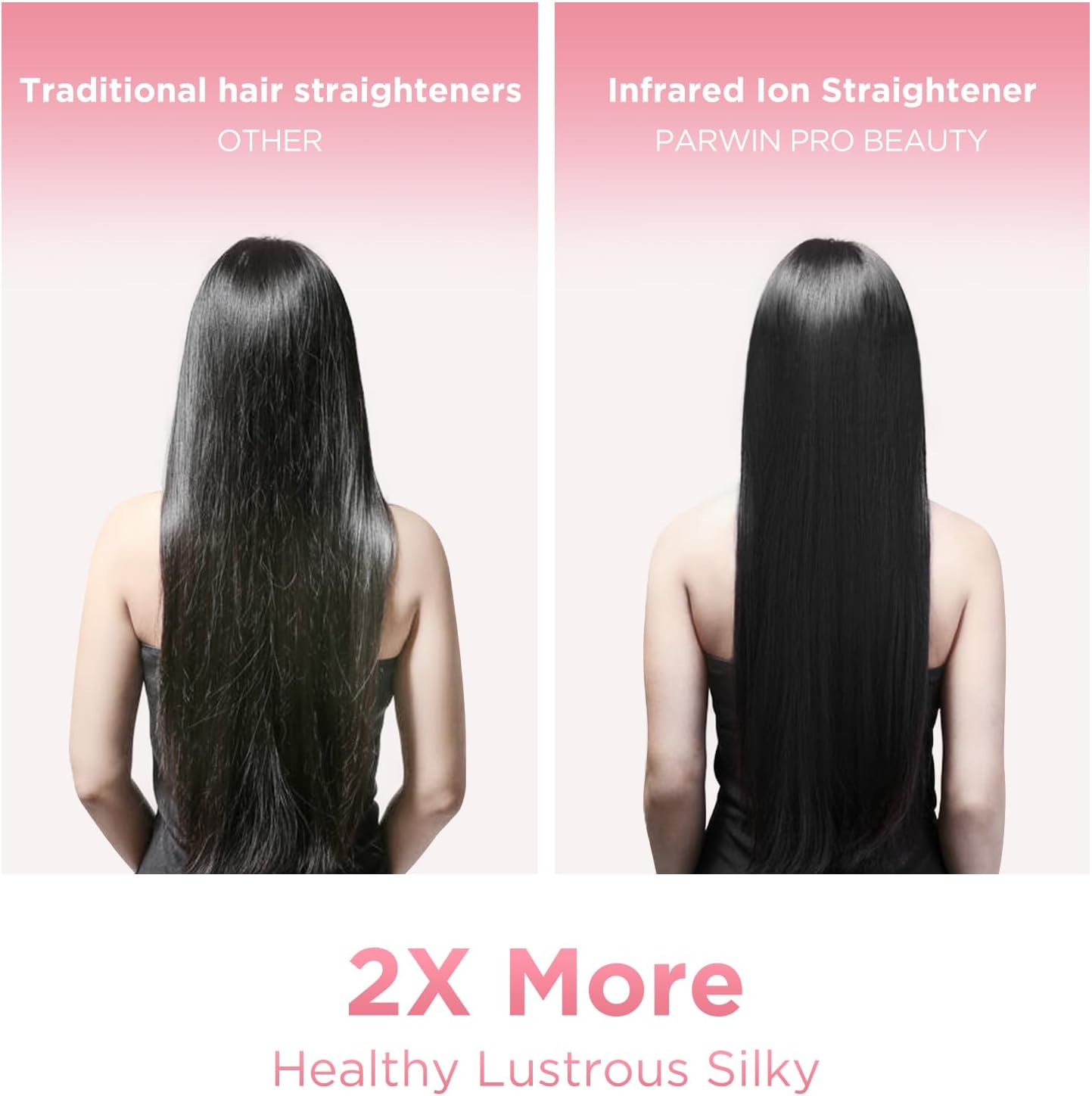 Infrared Ion Hair Straightener and Styler, PARWIN PRO BEAUTY 2 in 1 Curls and Straightens, Anti-Frizz and Shine Effect, Dual Voltage, 14 Adjust Temp 100-230℃ Pink - Pink image number 3