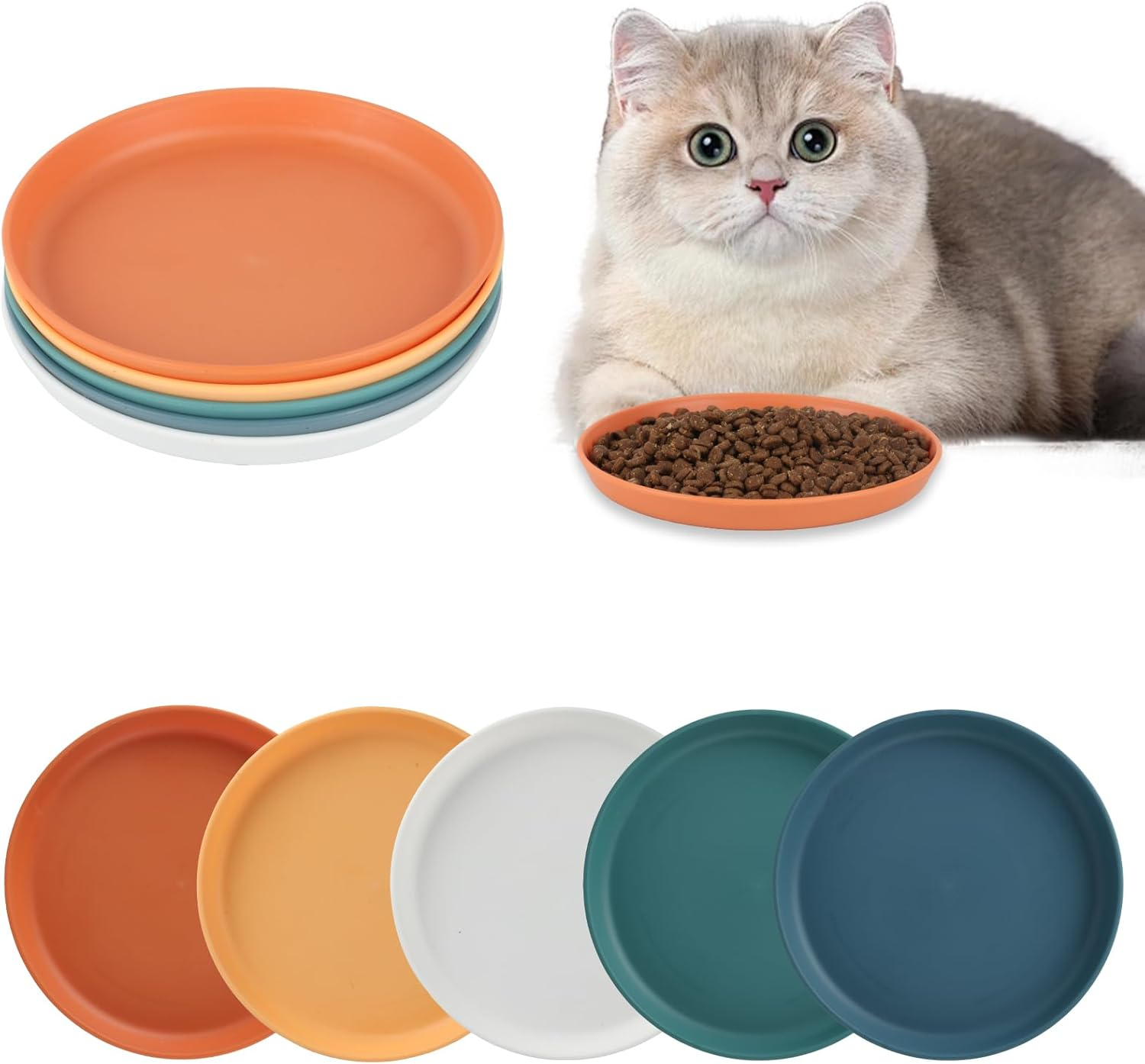 Pack of 12 Flat Feeding Bowls, Cat Food Bowls, Cat Feeding Bowls for Cat Food Bowl, Flat Cat Bowl, Cat Bowls, Cat Plates, Drinking Bowl, for Dry Wet Food image number 1