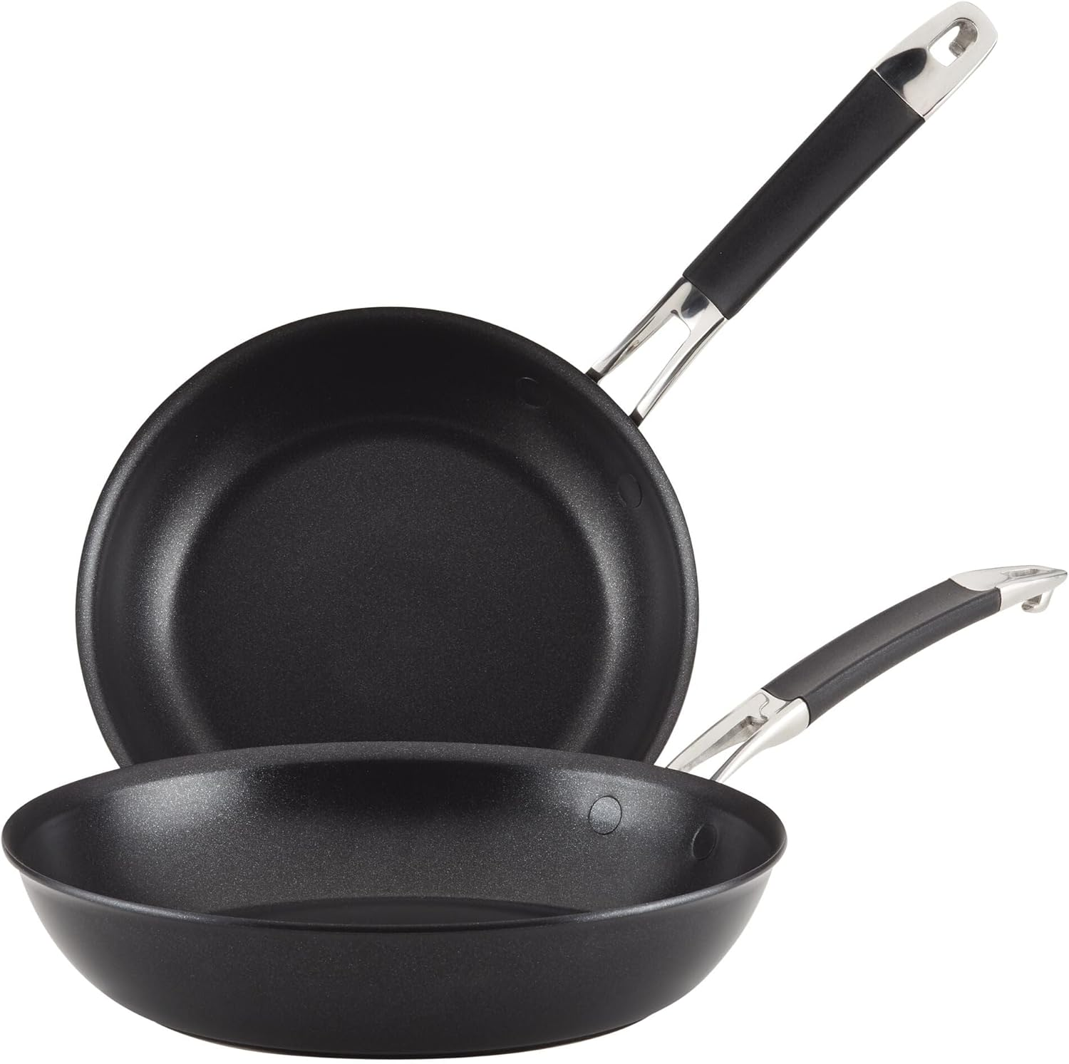 Anolon Smart Stack Hard Anodised Non Stick Cookware 22/25Cm Frying Pan Twin Pack, Skillet Pack, Pots and Pans, Induction Compatible, Dishwasher Safe, Oven Safe, Black image number 4