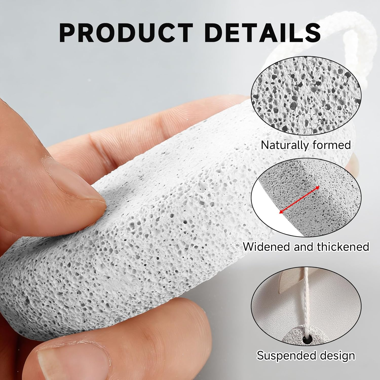 Shingidea 4 Pcs Natural Lava Pumice Stone for Feet Callus Remover, 9X6X2.6Cm Grey Exfoliating Foot File and Pedicure Tools, Hard Skin Dead Removal Professional Care Home Spa Treatment image number 5