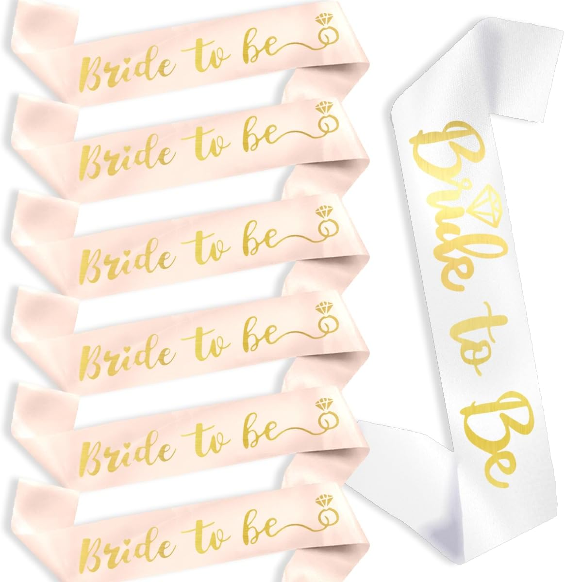 Bride to Be Sash, 7 PCS Bridesmaid Sashes for Hen Party, Wedding Decoration (9.5 X 78.74Cm/3.75 X 31In) image number 3