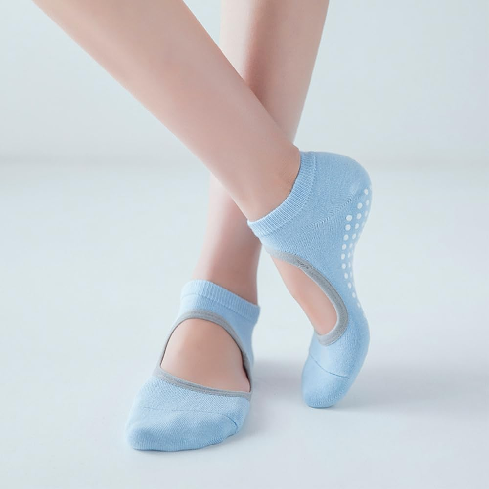 1Pairs Black Yoga Socks Non Slip Massage Pilates Ballet Sock with Grip Exercise Gym - Beam Green image number 2