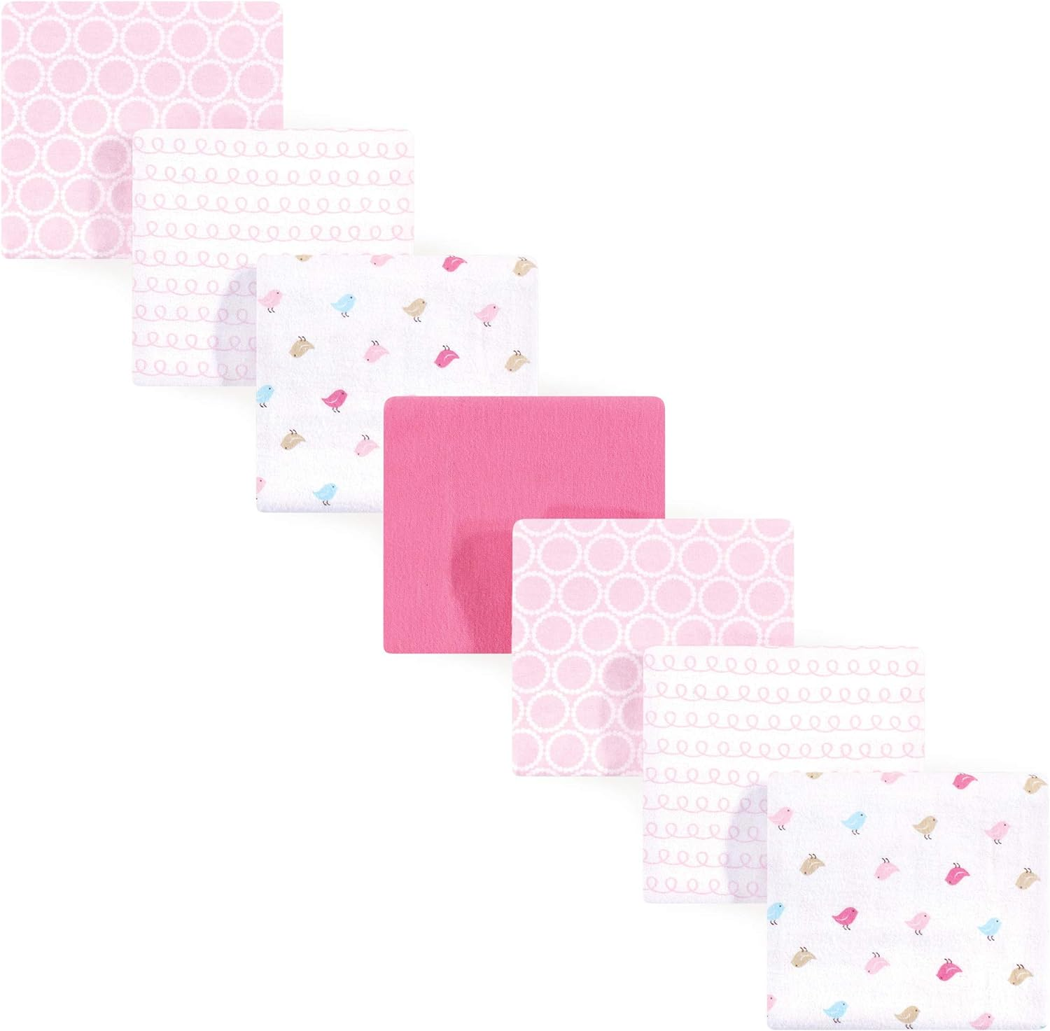 Luvable Friends Unisex Baby Cotton Flannel Receiving Blankets, Birdies 7-Pack, One Size