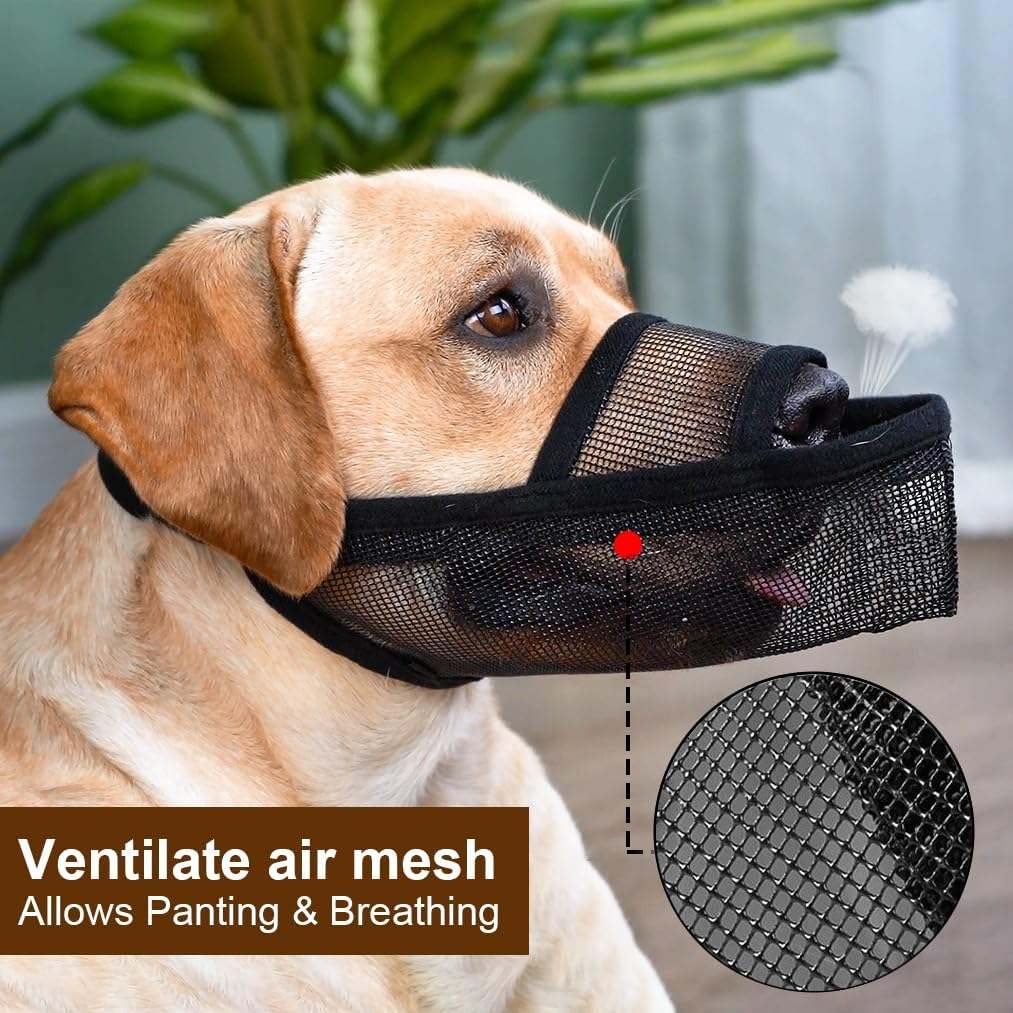 Nylon Muzzle for Small Medium Large Dogs, Breathable and Drinkable Muzzle for Barking and Anti-Barking (Grey, L) image number 2