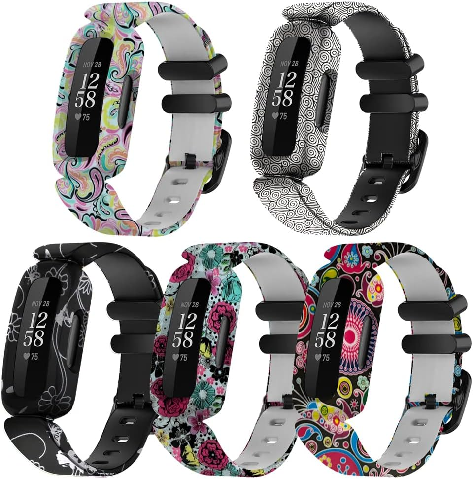 Fitturn Compatible with Fitbit Ace 3 Bands Kids Replacement Silicone Colorful Rubber Adjustable Sport Bands Accessories for Ace 3 Activity Tracker for Kids 6+