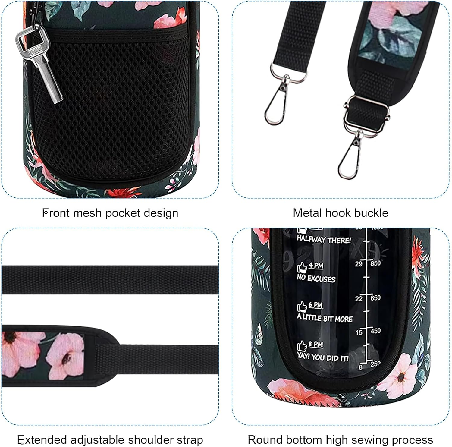 Water Bottle Holder with Adjustable Shoulder Strap & Pocket- Lightweight Water Bottle Sling Bag for 64Oz Sports Water Bottle Cover Protective Cover (F) - C image number 2