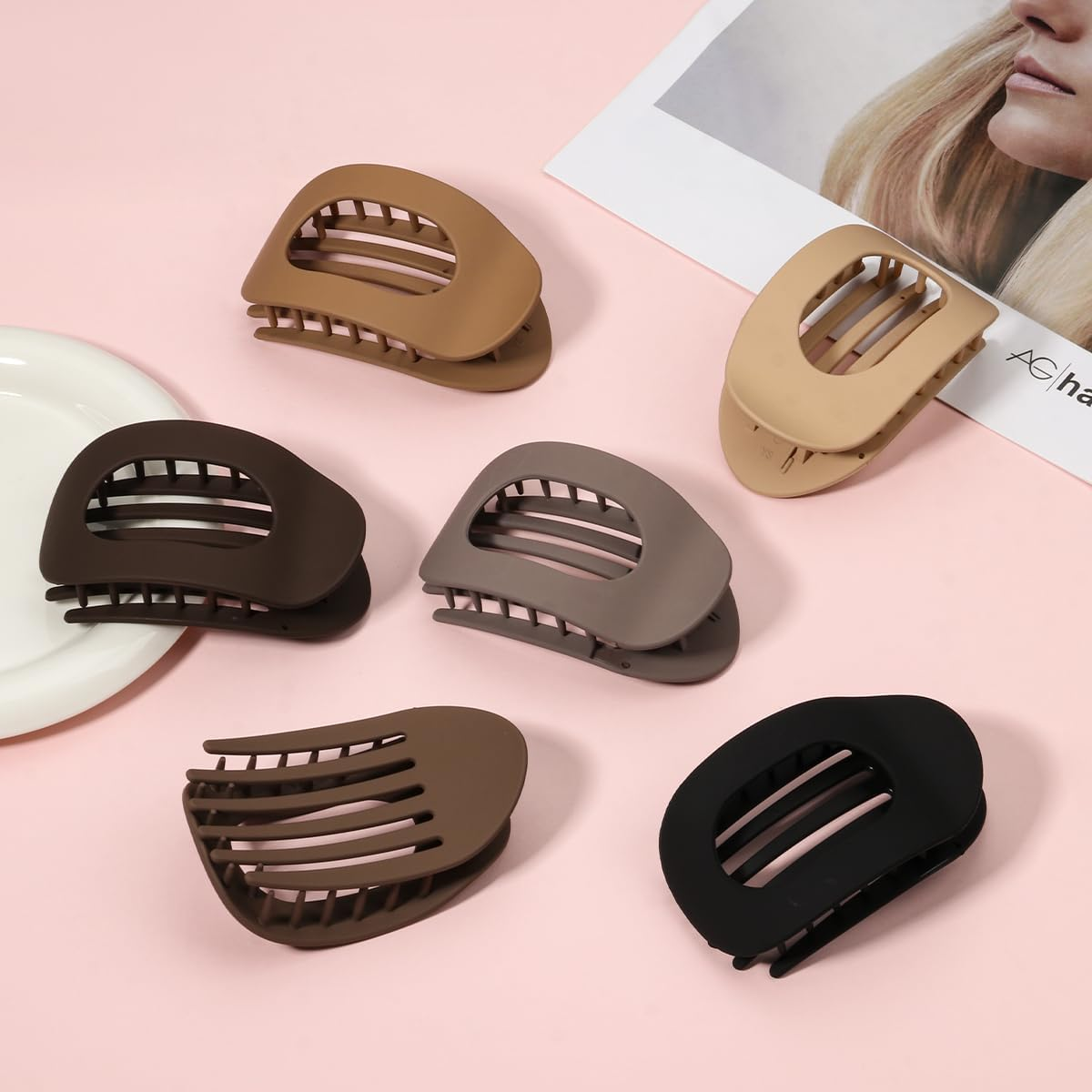 Pack of 6 Women'S Hair Clips, Flat Hair Clips, French Clip, Non-Slip Side Hair Clips for Thick and Thin Hair, Strong Hold for Everyday Life, Sports, Driving as Hair Accessories (Matte Plain) image number 3