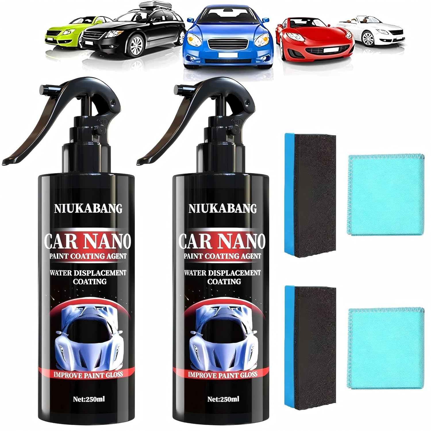 2PCS Nano Car Spray, Car Scratch Remover, 2025 New Paint Coating Agent, Auto Nano Ceramic Coating, Quick Paint Protection, Auto Scratch Repair Paste Polishing Wax, 250Ml