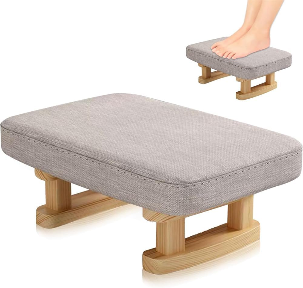 Small Foot Stool Ottoman, Rectangle Fabric Foot Stool Rest, Pouffe Padded Chair Stool with Removable Cover, Sofa Sponge Foot Stool Rest for Couch, Living Room, Bedroom, Entryway image number 5