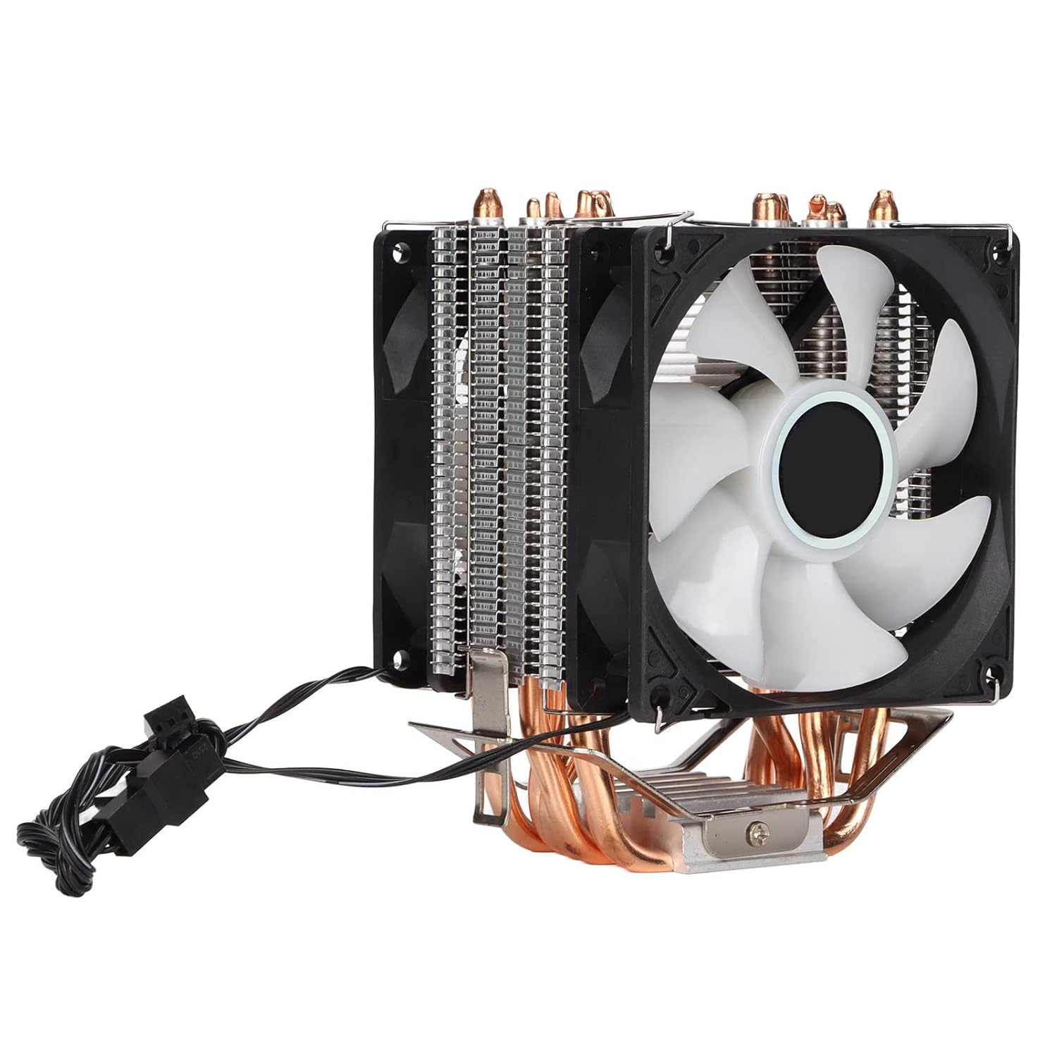 CPU Cooler for LGA 775/1155/1156/1366/2011,For Core I3,For Core I5,For Core I7,For Am2/Am2+,For AM3, 3Pin 20Db 38 CFM RGB 90Mm CPU Cooling Fan, Plug and Play (Dual Fans) image number 3