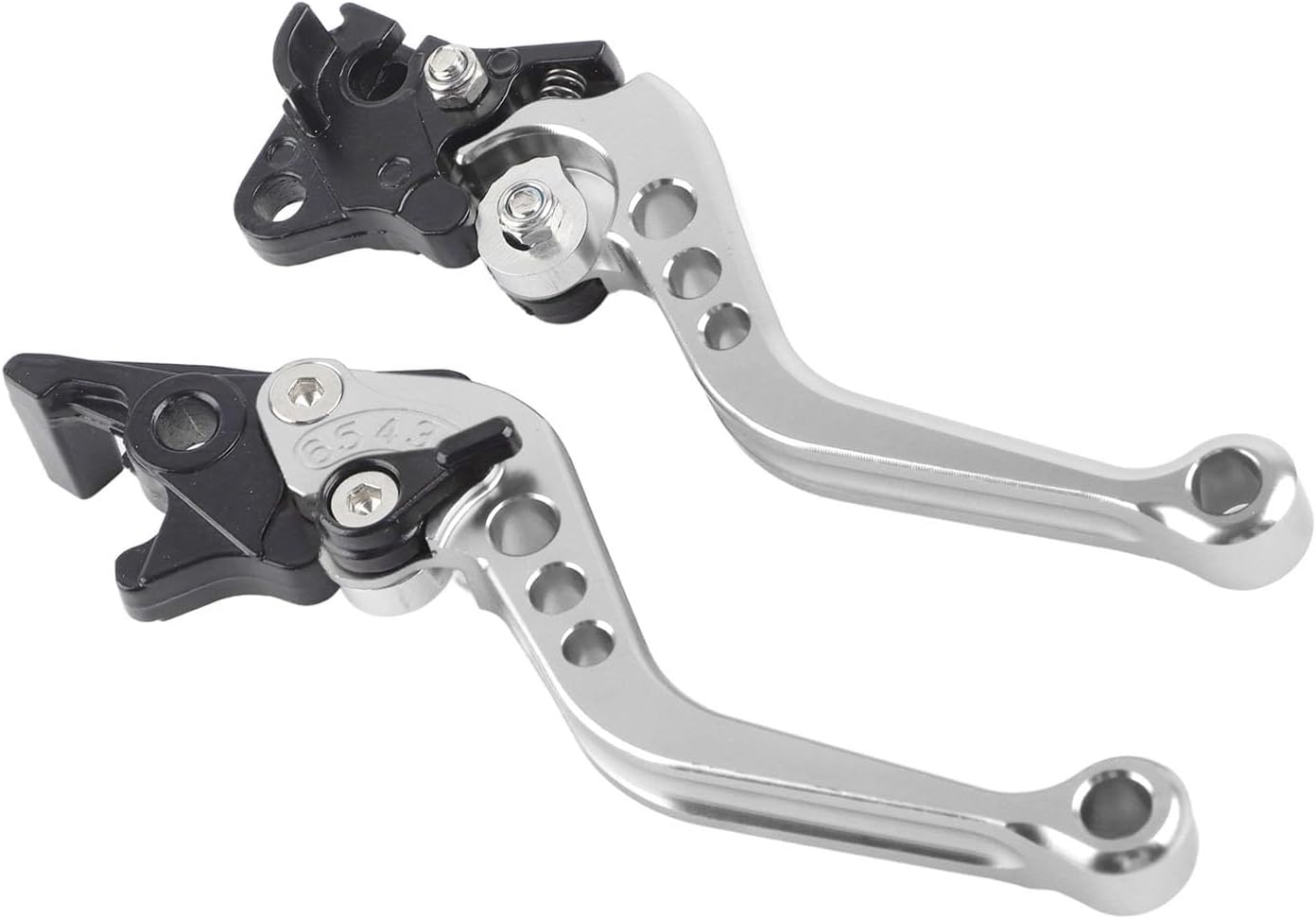 RASTKY Aluminum Brake Lever Handle for Motorcycle - Pair of Red Motorcycle Brake Lever Handle (Silver White) image number 1