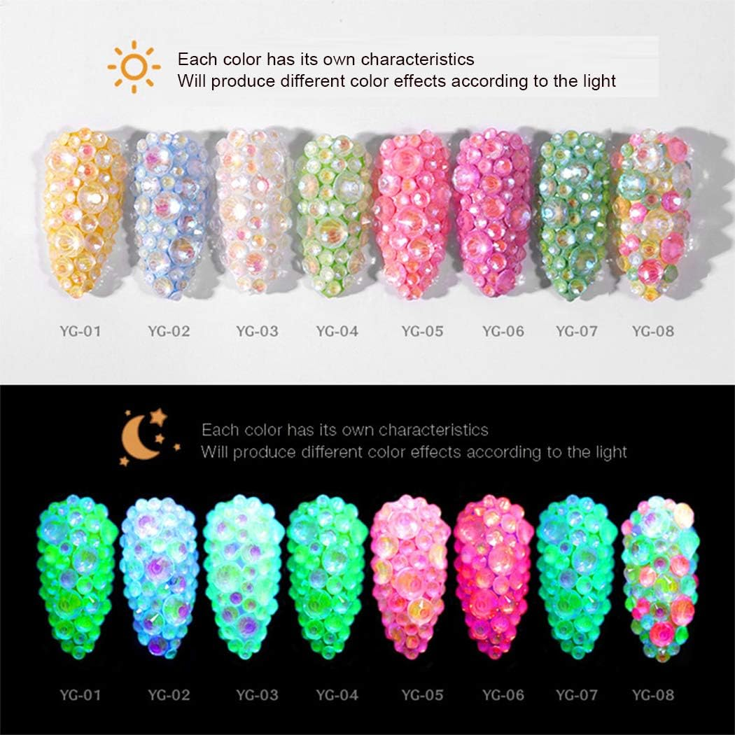 Ranvi 3D Luminous Nail Art Rhinestone Gem Kit Party Theme Luminous 4 Pack(Luminous 1) image number 4