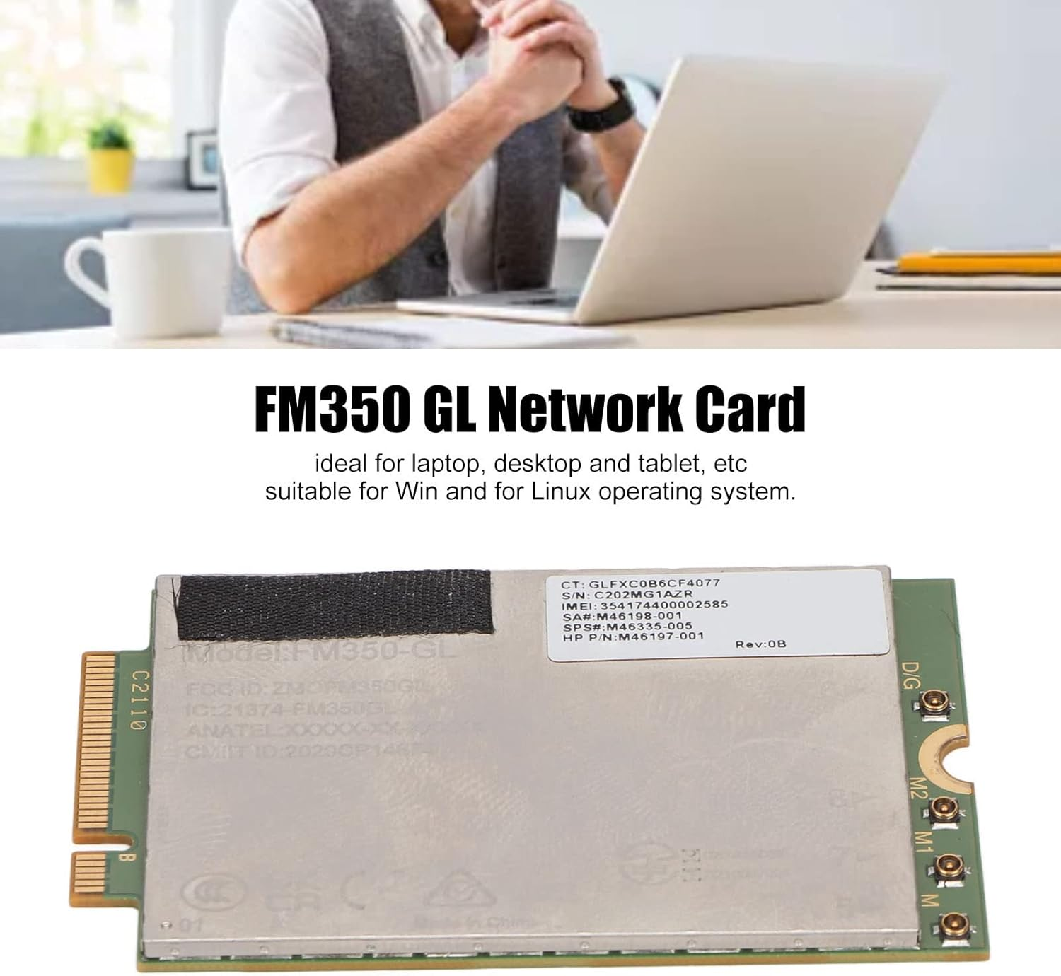FM350 GL Network Card, 5G LTE Wireless Network Card M.2 Network Card Module for Laptop, Desktop and Tablet, Etc