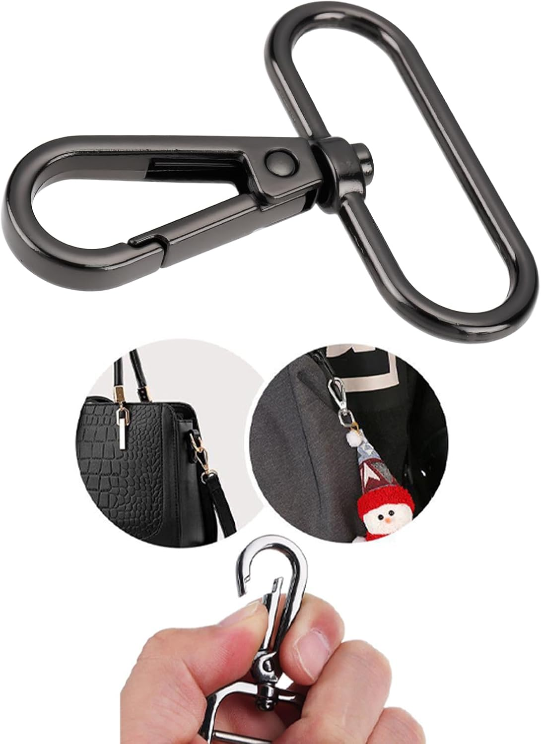 Emsea 4Pcs 50Mm Metal Oval Rotatable Carabiner for Camping Hiking Backpack image number 2